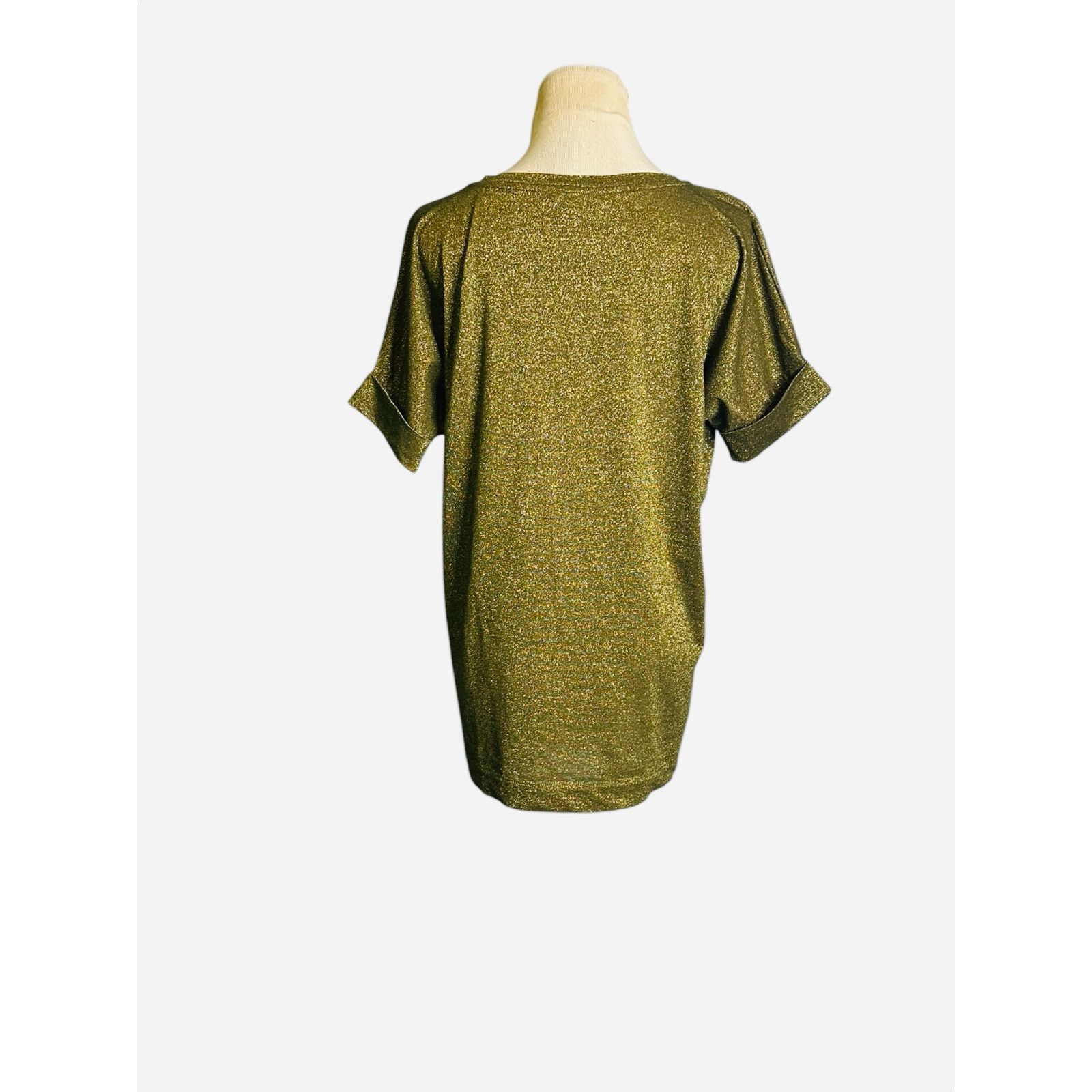 Mango Mango metallic gold cuffed short sleeves top size XS Size XS / US 0-2 / IT 36-38 - 6 Thumbnail