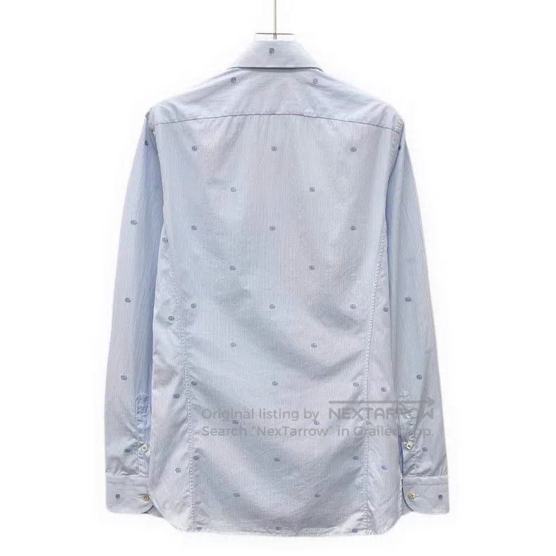 Gucci Gucci Size 37 Light blue striped double G embroidered cott Size US XXS / EU 40 - 2 Thumbnail
