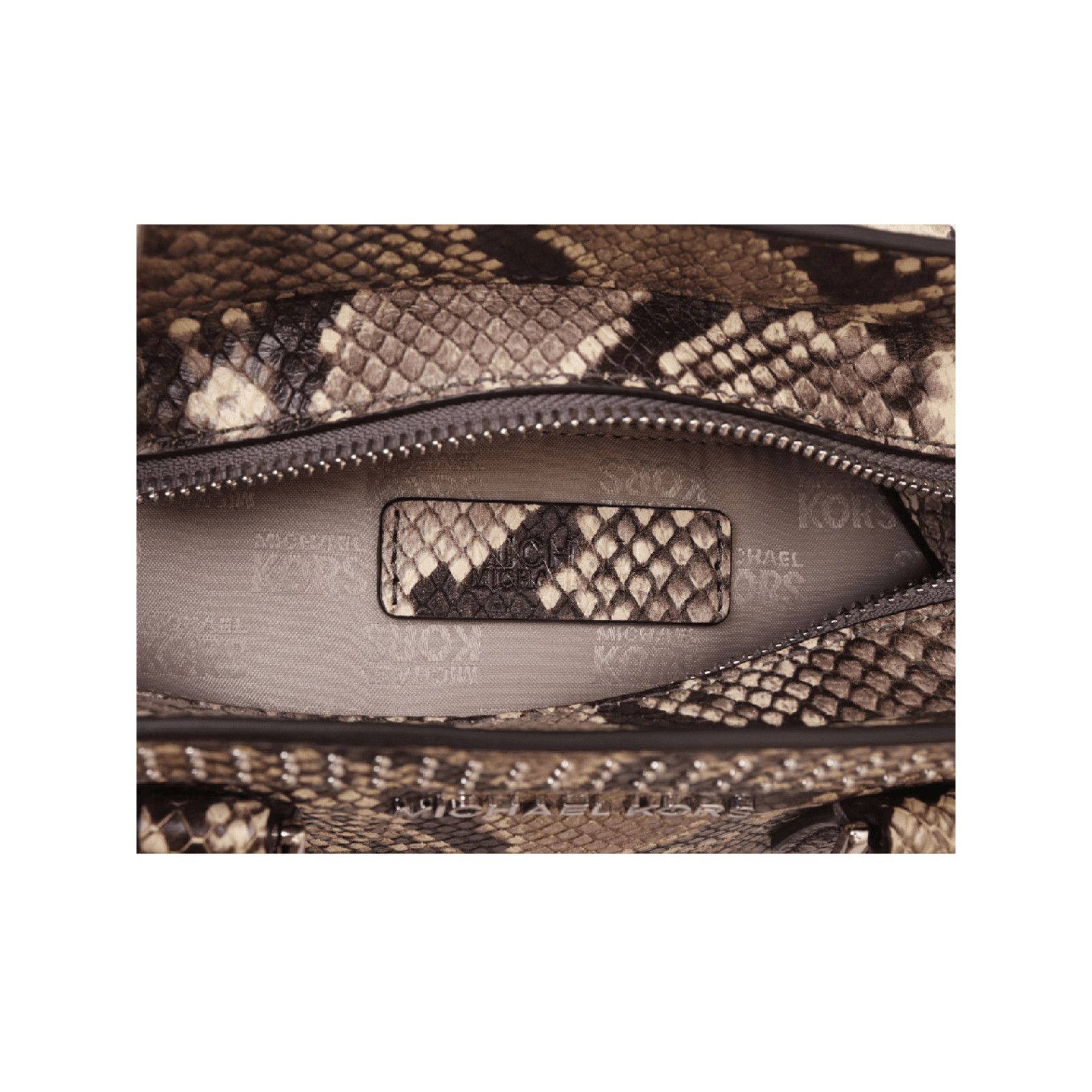 Michael Kors MICHAEL KORS DILLON LEATHER TOP ZIP SNAKESKIN SATCHEL BAG Size ONE SIZE - 4 Thumbnail