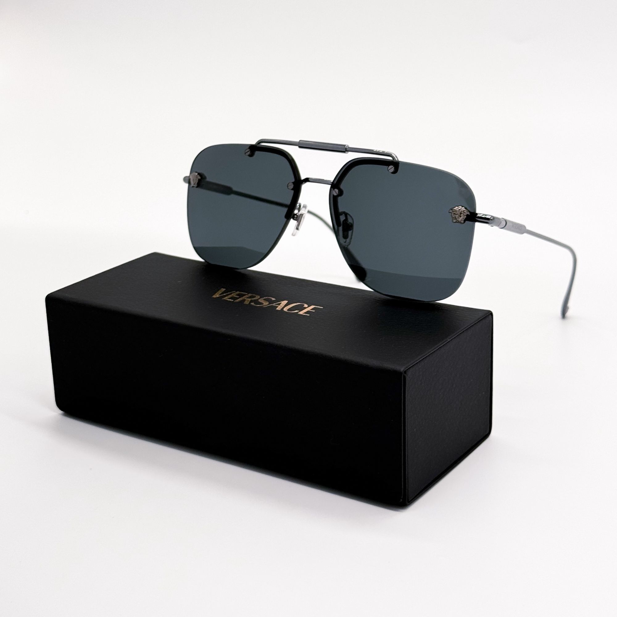 Versace Versace VE2293 100019 Shield Sunglasses - Silver 