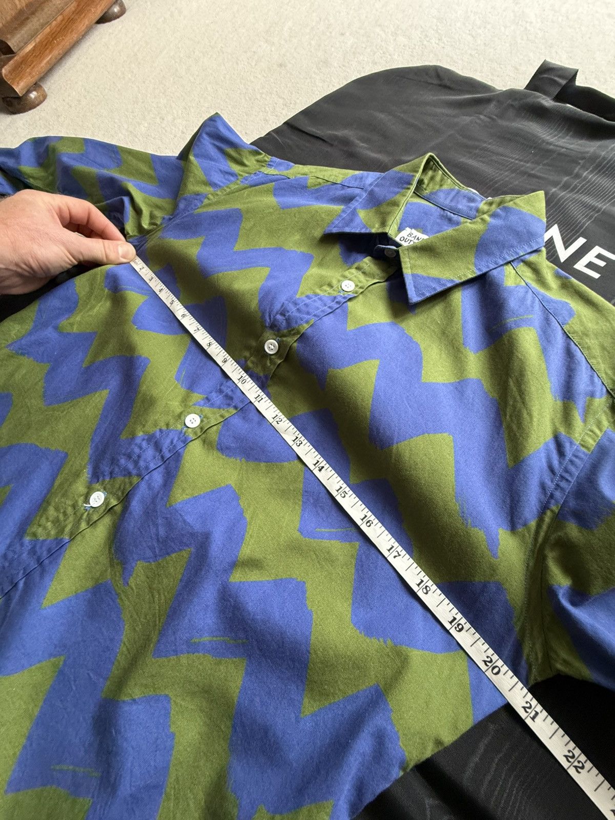 Band Of Outsiders Band of Outsiders blue green squiggle logo shirt Size US M / EU 48-50 / 2 - 3 Thumbnail