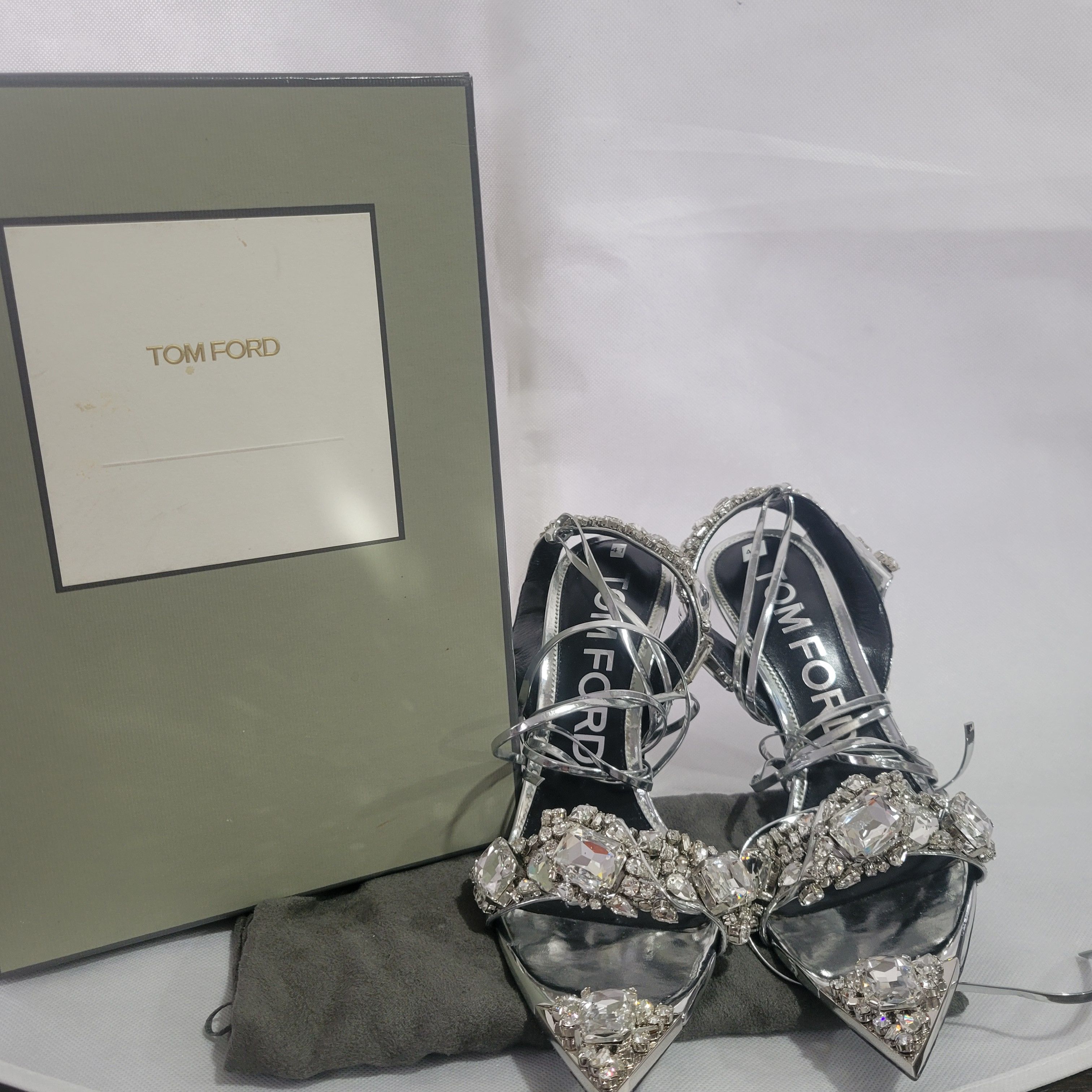 Tom Ford TOM FORD Runway Mirror Crystal Ankle Wrap Sandals Sz 41 Size US 11 / IT 41 - 3 Thumbnail