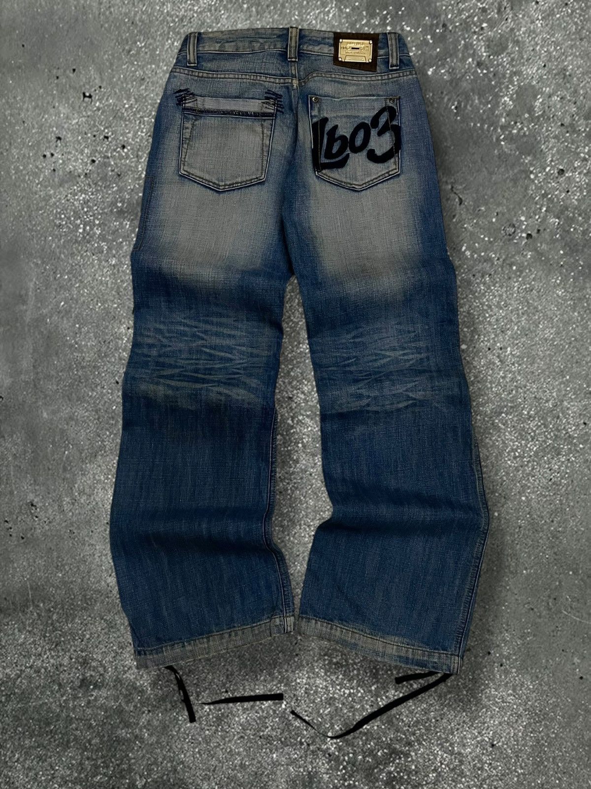 Le Grande Bleu (L.G.B.) Vintage 90s Designer Japan Lb-03 Love Power Soul Baggy Denim Size US 28 / EU 44 - 10 Thumbnail