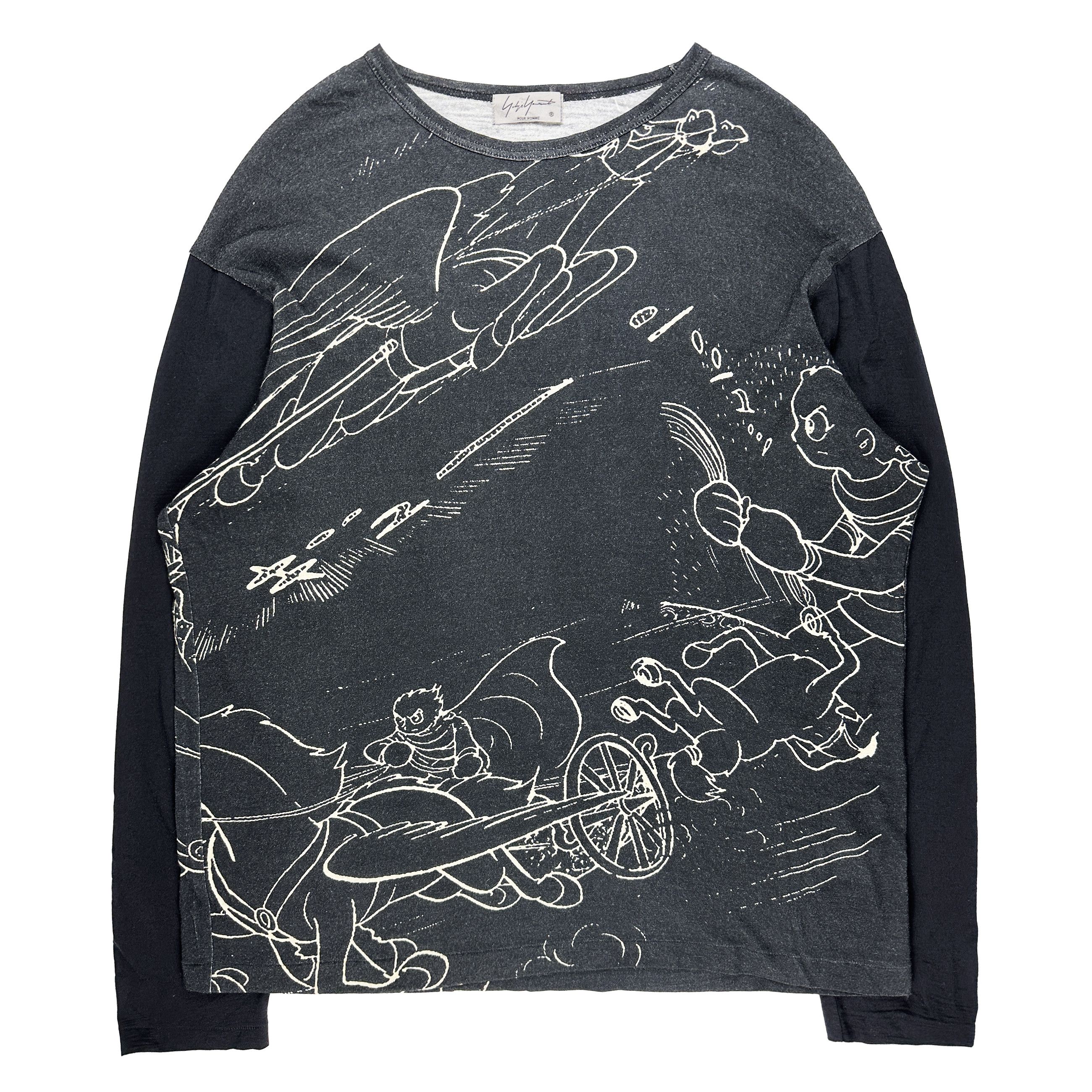 image of Yohji Yamamoto Shotaro Ishinomori Cyborg 009 Graphic Long Sleeve in Dark Navy, Men's (Size Large)