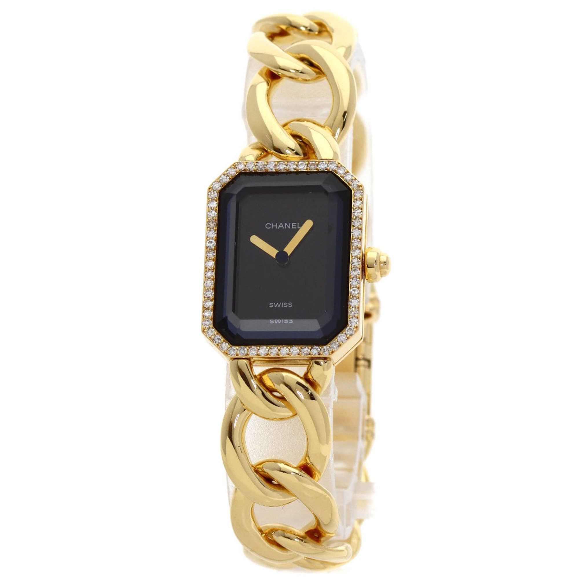 CHANEL ゴールド アナログ時計 CHANEL H0113 Premiere L Diamond Watch in 18K Yellow Gold with