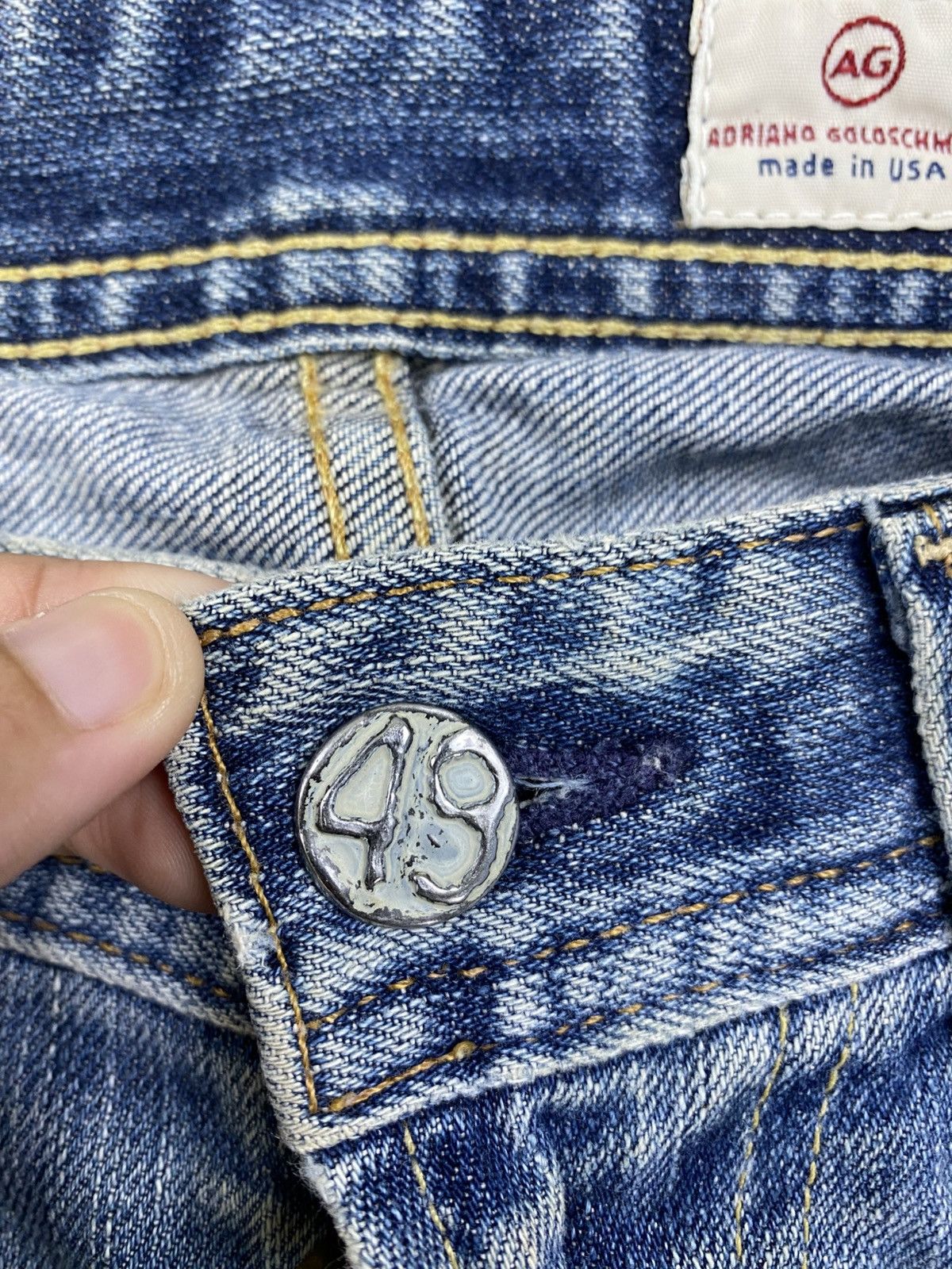 AG Adriano Goldschmied × Le Grande Bleu (L.G.B.) × Vintage Vtg AG Adriano Goldschmied Slim Straight Distressed Pants Size US 32 / EU 48 - 5 Thumbnail