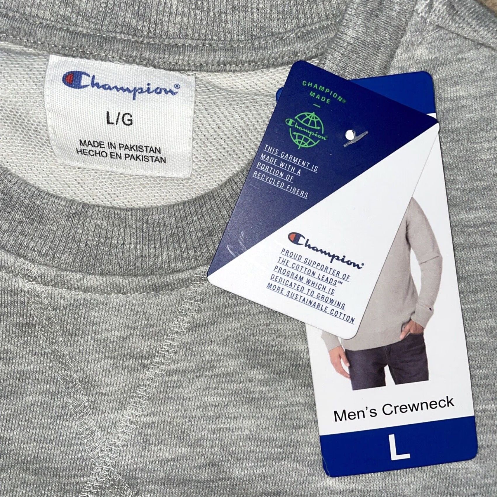 Champion Champion Gray French Terry Crew Neck Sweatshirt Pullover Men’s XL Athleisure Size US XL / EU 56 / 4 - 4 Thumbnail