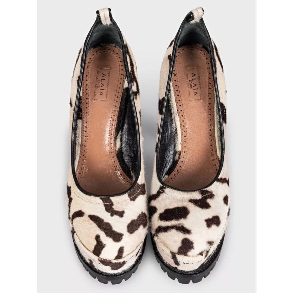 Alaia Alaïa White Pony Hair Animal Print Platform Pumps sz.37 Size US 6 / IT 36 - 2 Thumbnail