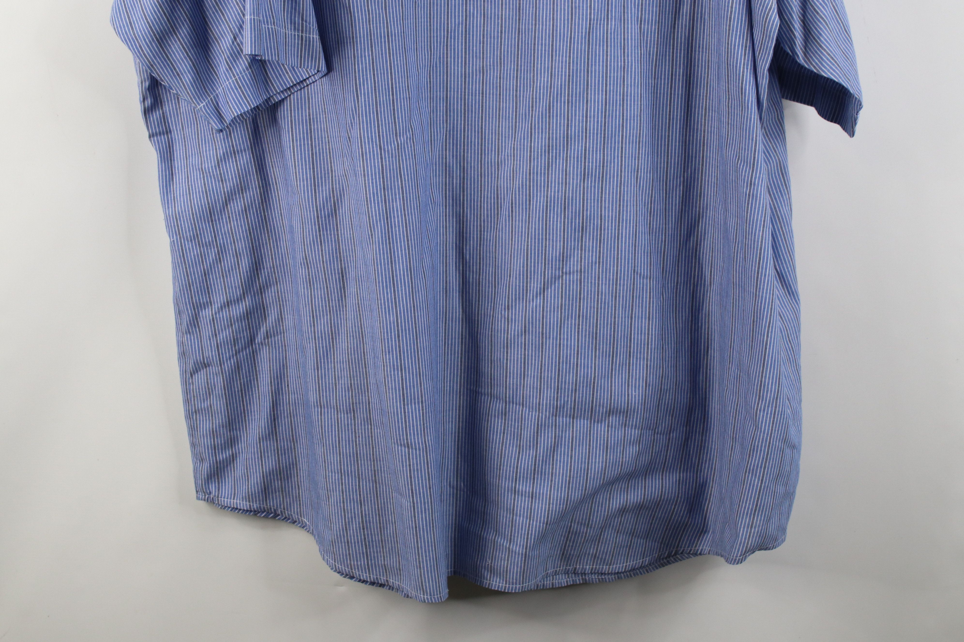 Vintage Vintage 90s Streetwear Striped Pearl Snap Button Shirt Blue Size US XXL / EU 58 / 5 - 11 Thumbnail