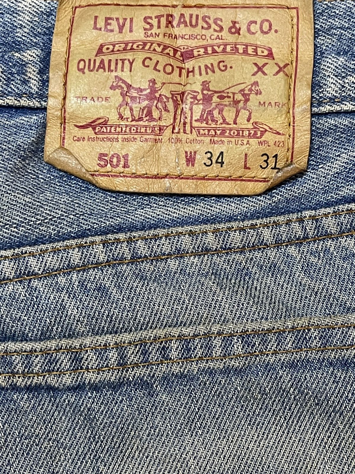 Levi's Vintage 80s Levis 501 Mud Wash Classic Style Loose Jeans Size US 34 / EU 50 - 9 Thumbnail