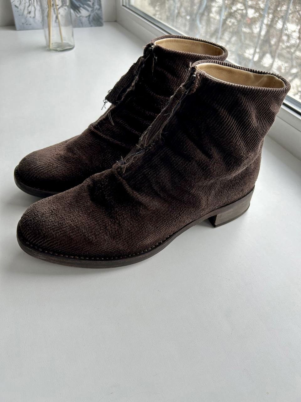 Cherevichkiotvichki Cherevichkiotvichki Layered Corduroy Leather Ankle Zip Boots Size US 9 / EU 42 - 8 Thumbnail