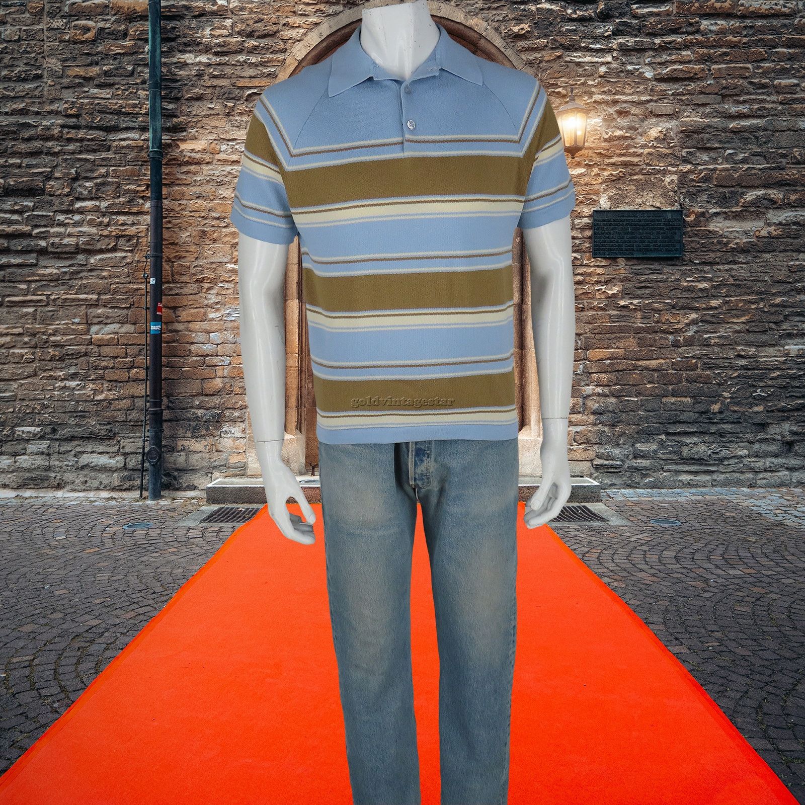 Other Vintage Striped Knit Polo Shirt M Artistic Retro Blend Size US M / EU 48-50 / 2 - 1 Thumbnail