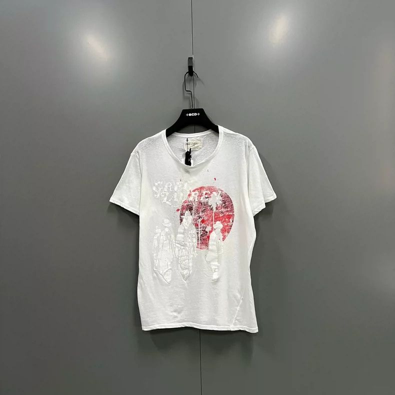 greg laurenWhite distressed pattern short sleeved shirt 250