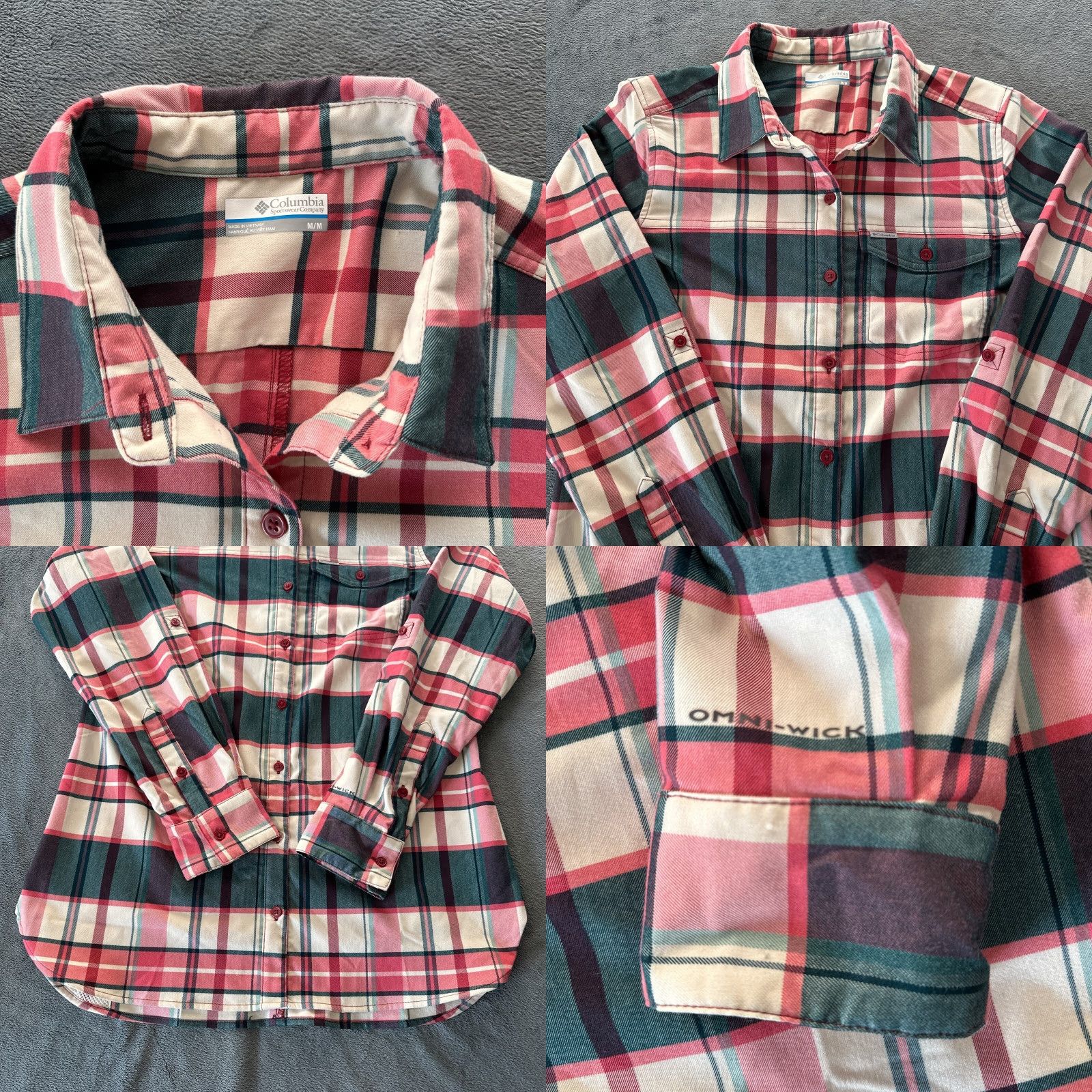 Pinko Columbia Tunic Womens Medium Silver Ridge 2 Pink Green Plaid Flannel Top Button-Up Casual Travel Workwear All Seasons Breathable Pockets Pocket Phone Size M / US 6-8 / IT 42-44 - 8 Thumbnail