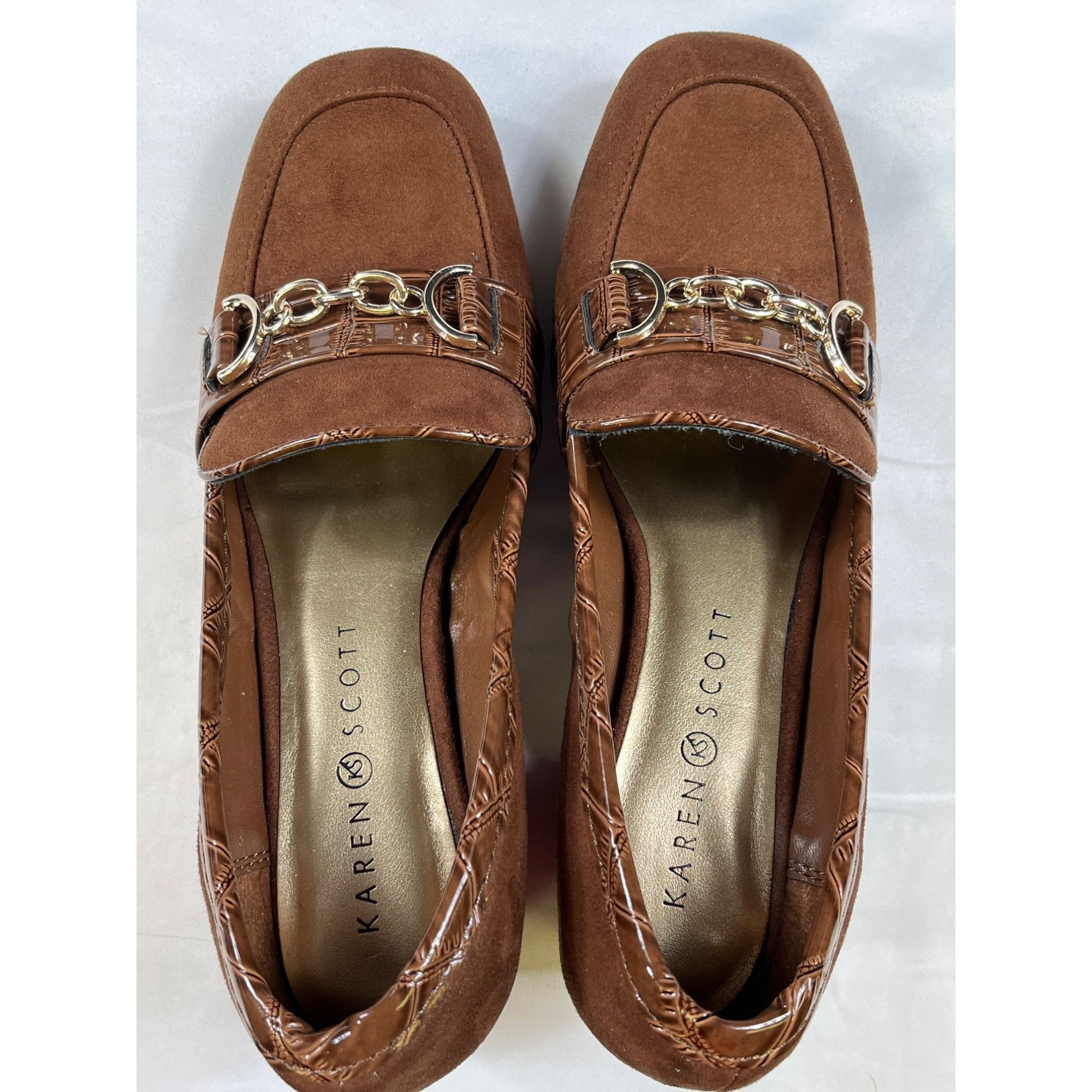 Designer Karen Scott Womens Brown loafer Heels Size 7M SKU 7303 Size US 7 / IT 37 - 6 Thumbnail