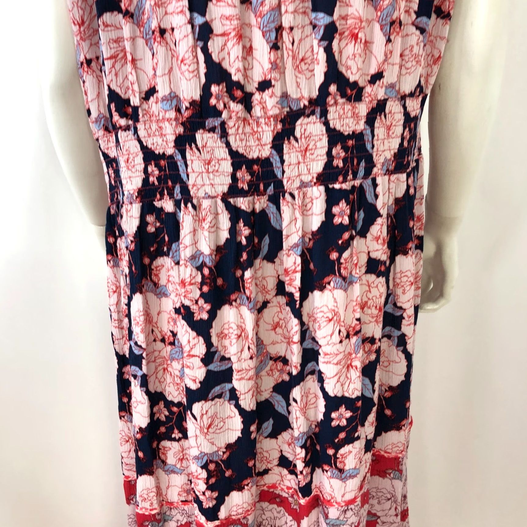 Vintage Knox Rose XL Maxi Dress Floral All Over Print Blue MINT - 100% Rayon, Bohemian, Short Sleeve, Round Neck, Pullover, Regular Size, Womens Fit Size XL / US 12-14 / IT 48-50 - 6 Thumbnail