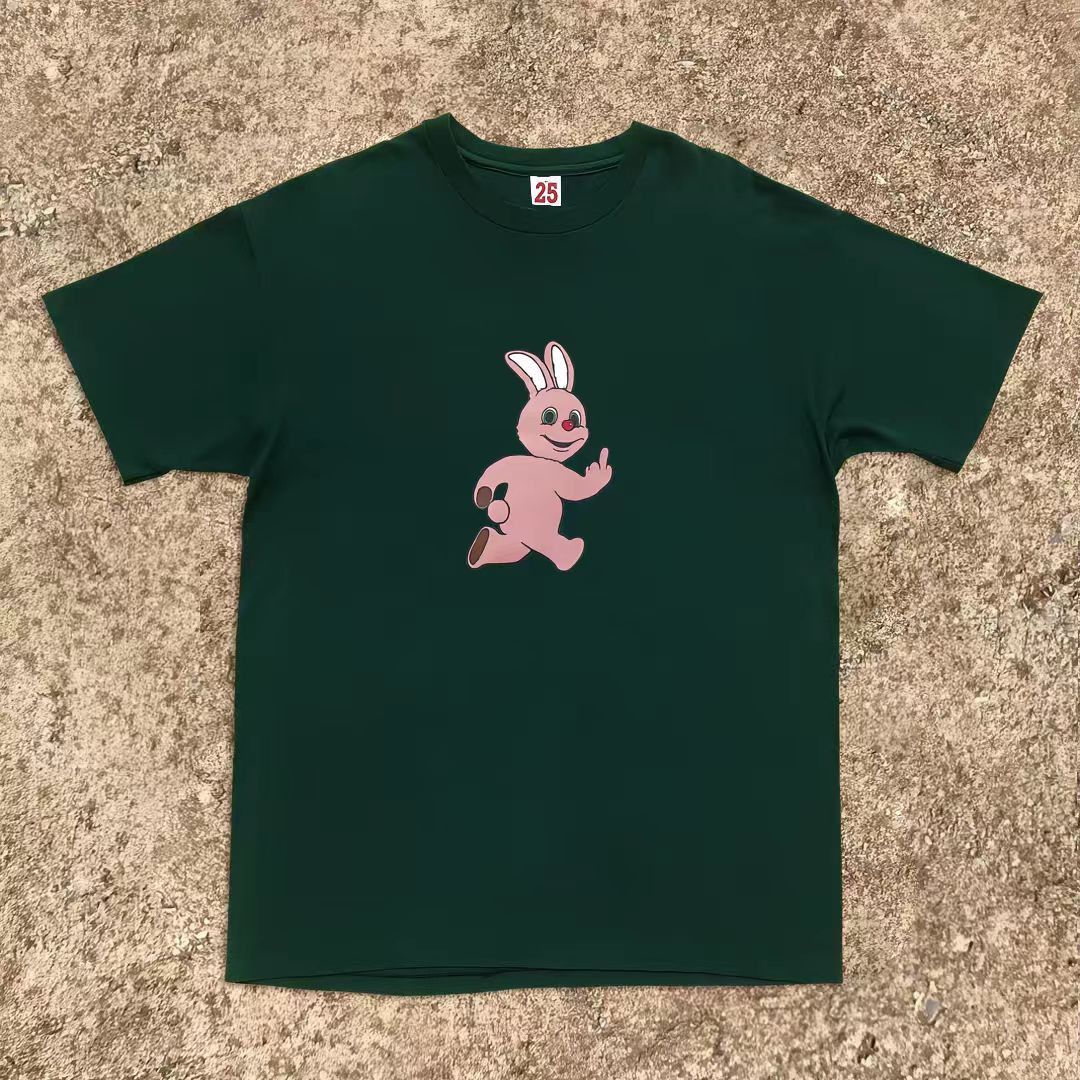 Vintage Green washed vintage rabbit pattern cotton t-shirt Size US M / EU 48-50 / 2 - 1 Thumbnail
