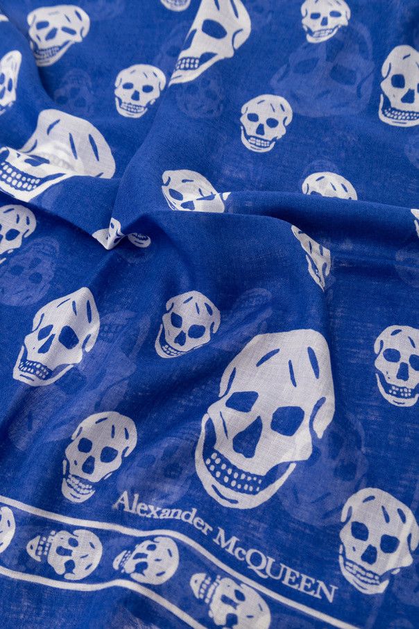 Alexander McQueen o1y0325 Size: OS / Scarve in White & Blue Size ONE SIZE - 2 Thumbnail
