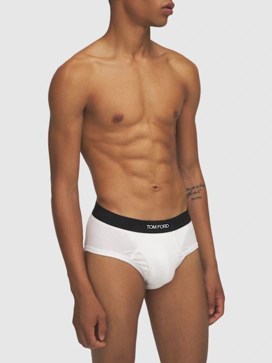 Tom Ford o1lsvrm0525 Size: L/Logo Stretch Cotton Briefs in White Size ONE SIZE - 4 Thumbnail