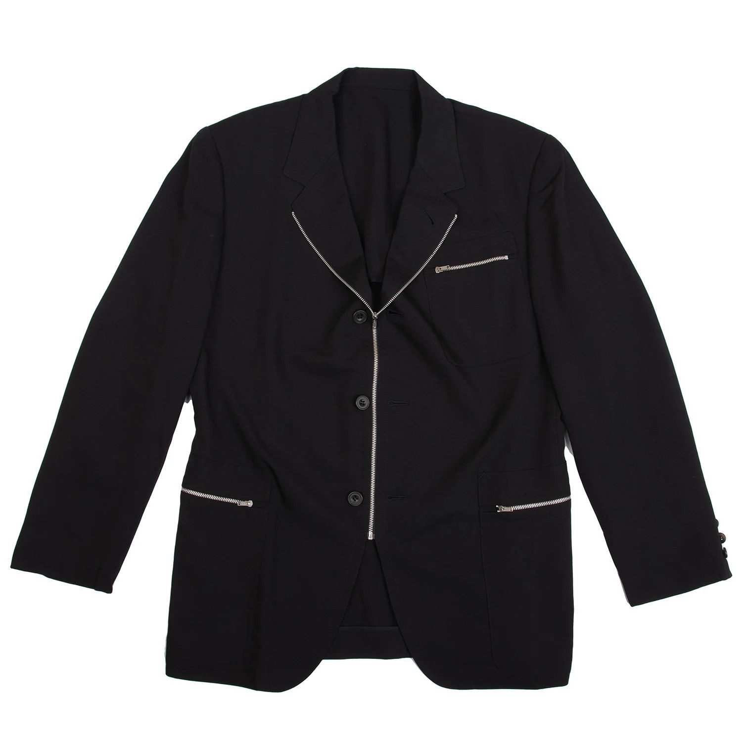 Jean Paul Gaultier Wool Zip Design Jacket in Black, Size 48 Size US M / EU 48-50 / 2 - 1 Thumbnail