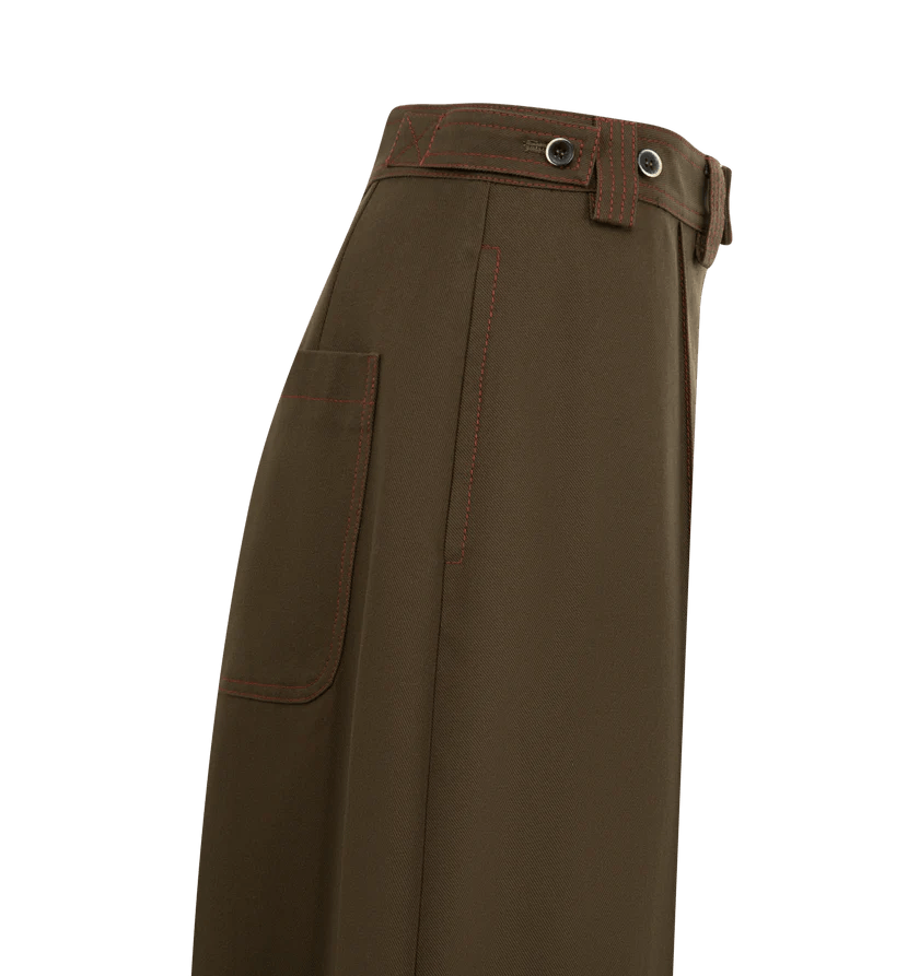 Christopher John Rogers o1h1sh11225 Wide Leg Tab Trouser in Dark Brown Size 28" / US 6 / IT 42 - 3 Thumbnail