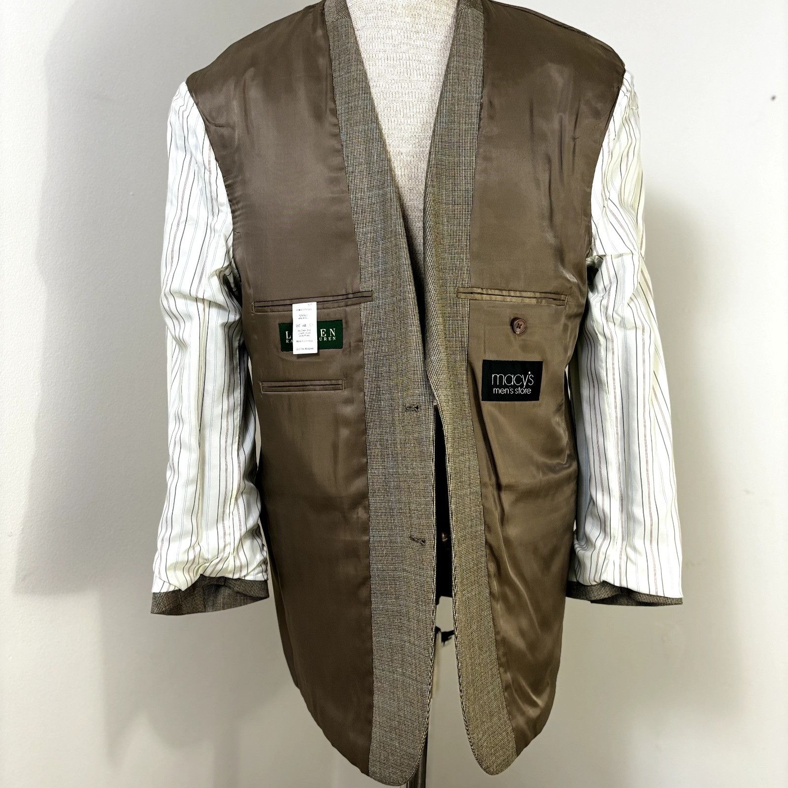Ralph Lauren RALPH LAUREN Men's Sport Coat Windowpane Tan Blazer Sz 42R S Size 42R - 14 Thumbnail