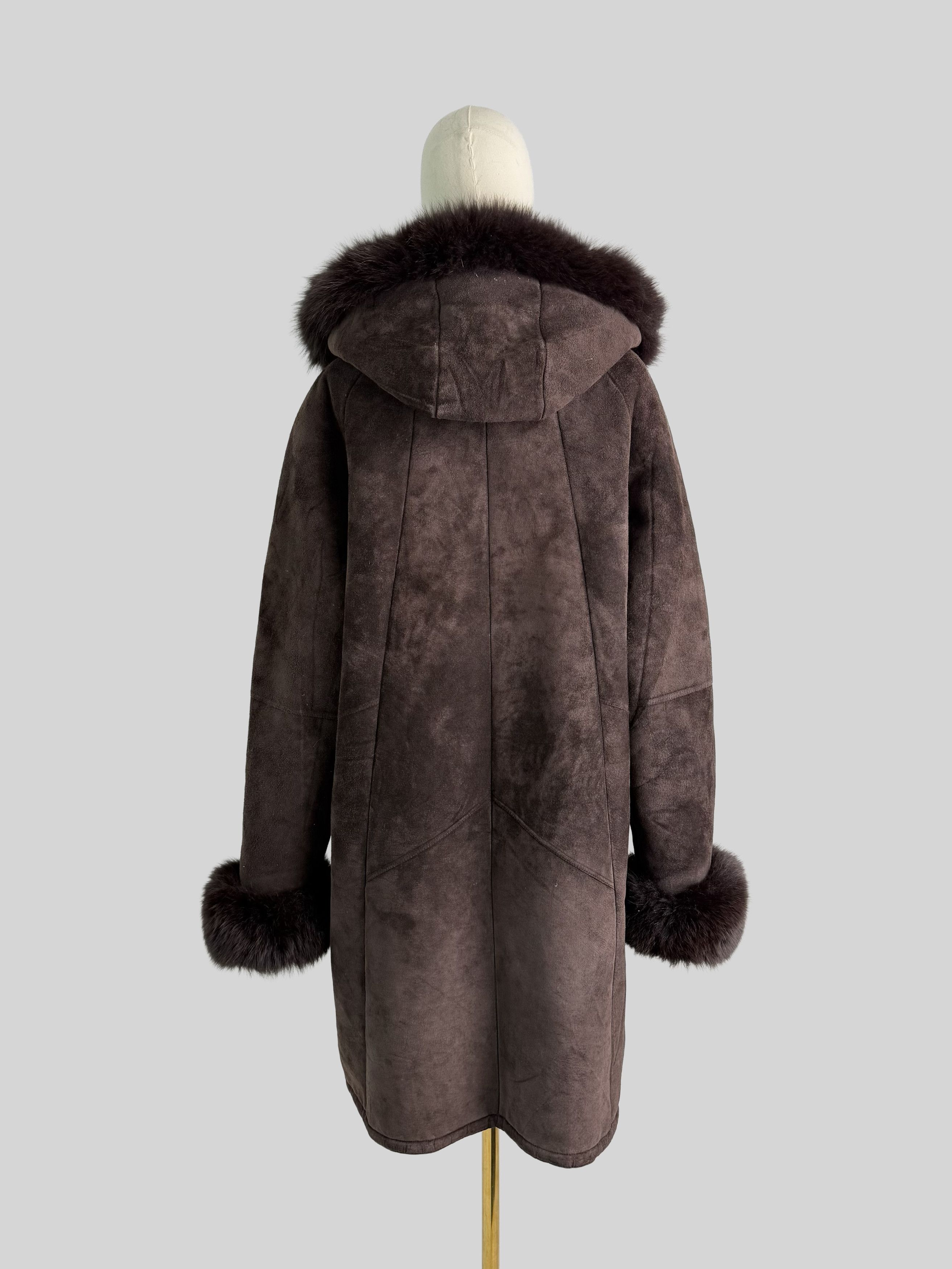 Vintage Vintage Shearling Sheepskin Coat Suede Hooded Winter Y2K Size XL / US 12-14 / IT 48-50 - 5 Thumbnail