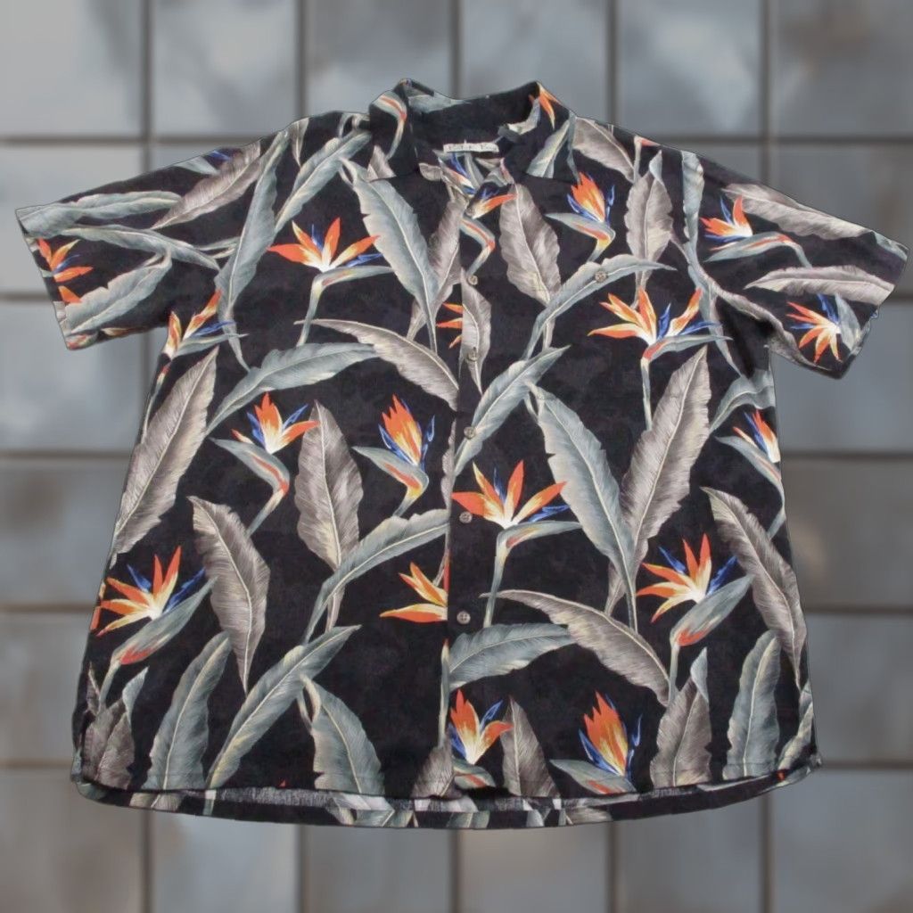 ALOHAS Batik Bay Shirt Mens Large Rayon Hawaiian Tropical Leaf Button Up Aloha Beach Florida Retro Tropical Shirt Mens Large Size US L / EU 52-54 / 3 - 1 Thumbnail