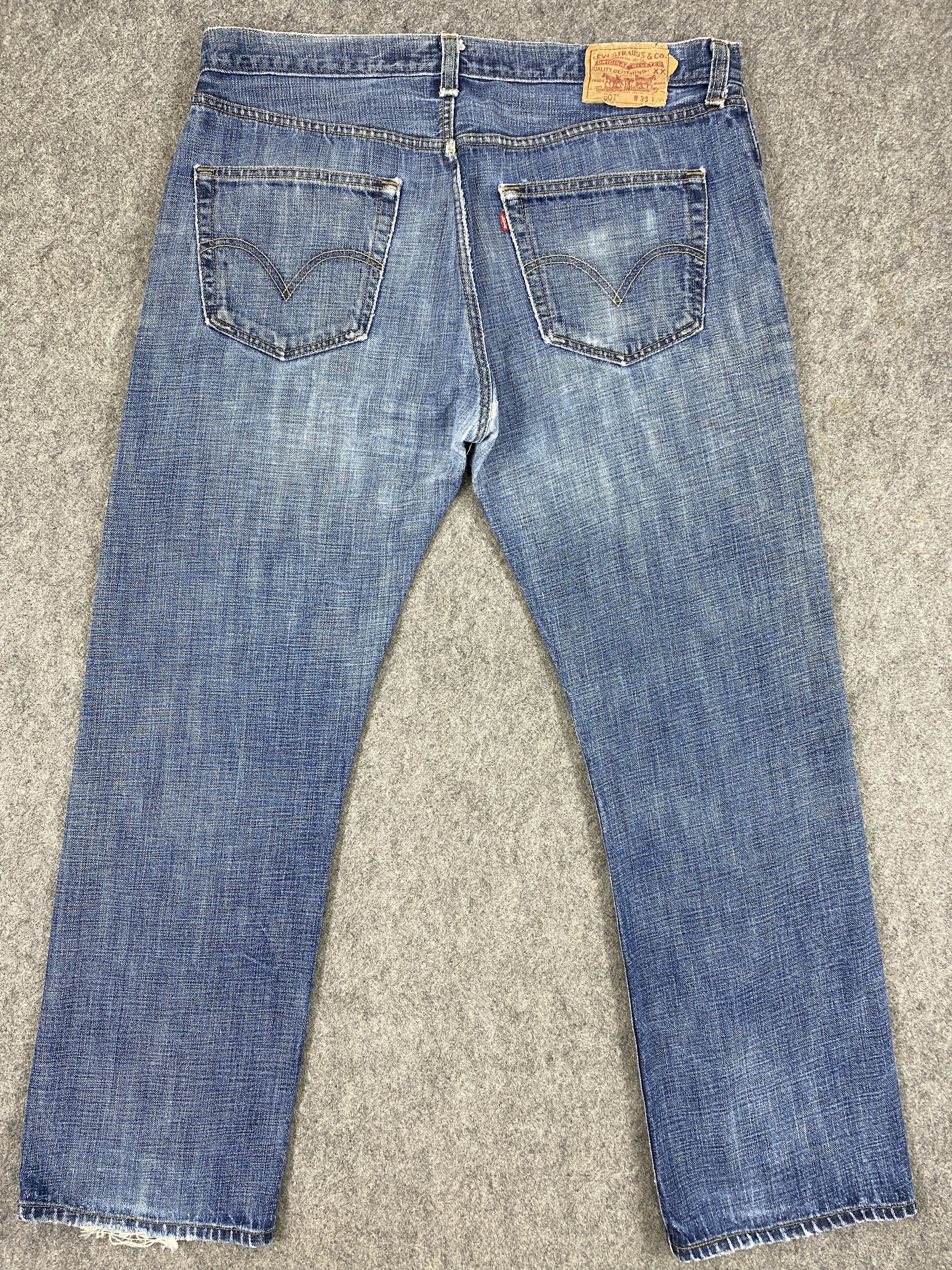 Levi's Distressed Blue Vintage Levi's 501 Jeans 37x30 Denim -JN2429 Size US 37 - 2 Thumbnail