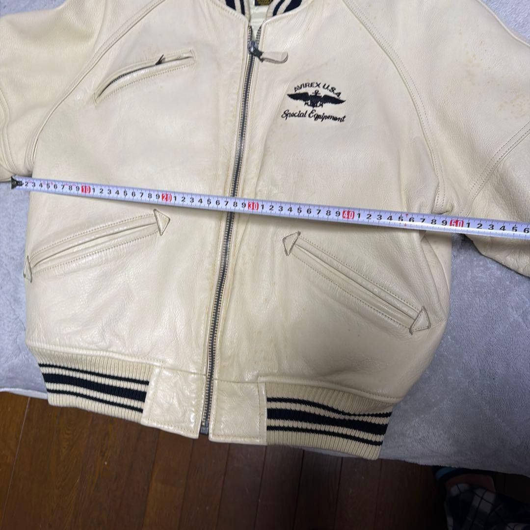 Avirex AVIREX USA Stadium Jacket White Leather XS Size US XS / EU 42 / 0 - 10 Thumbnail