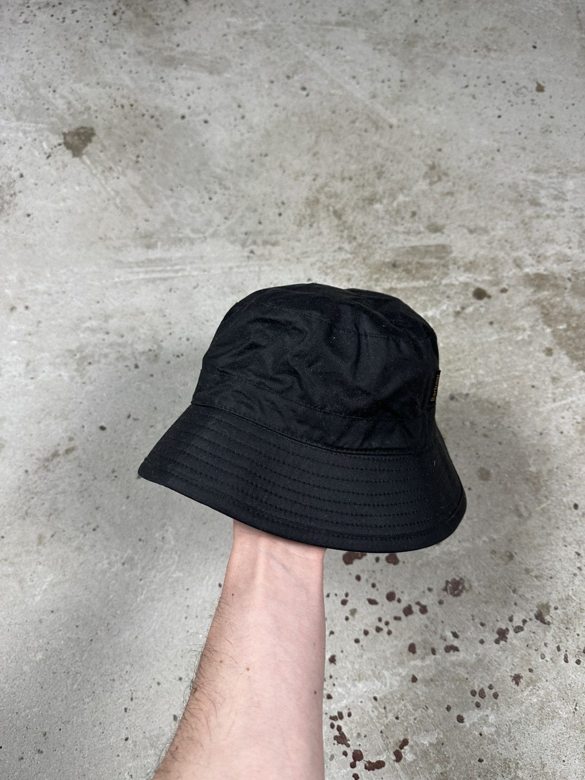 Barbour Vintage Y2K Barbour Black Waxed Cotton Bucket Hat Size ONE SIZE - 2 Thumbnail