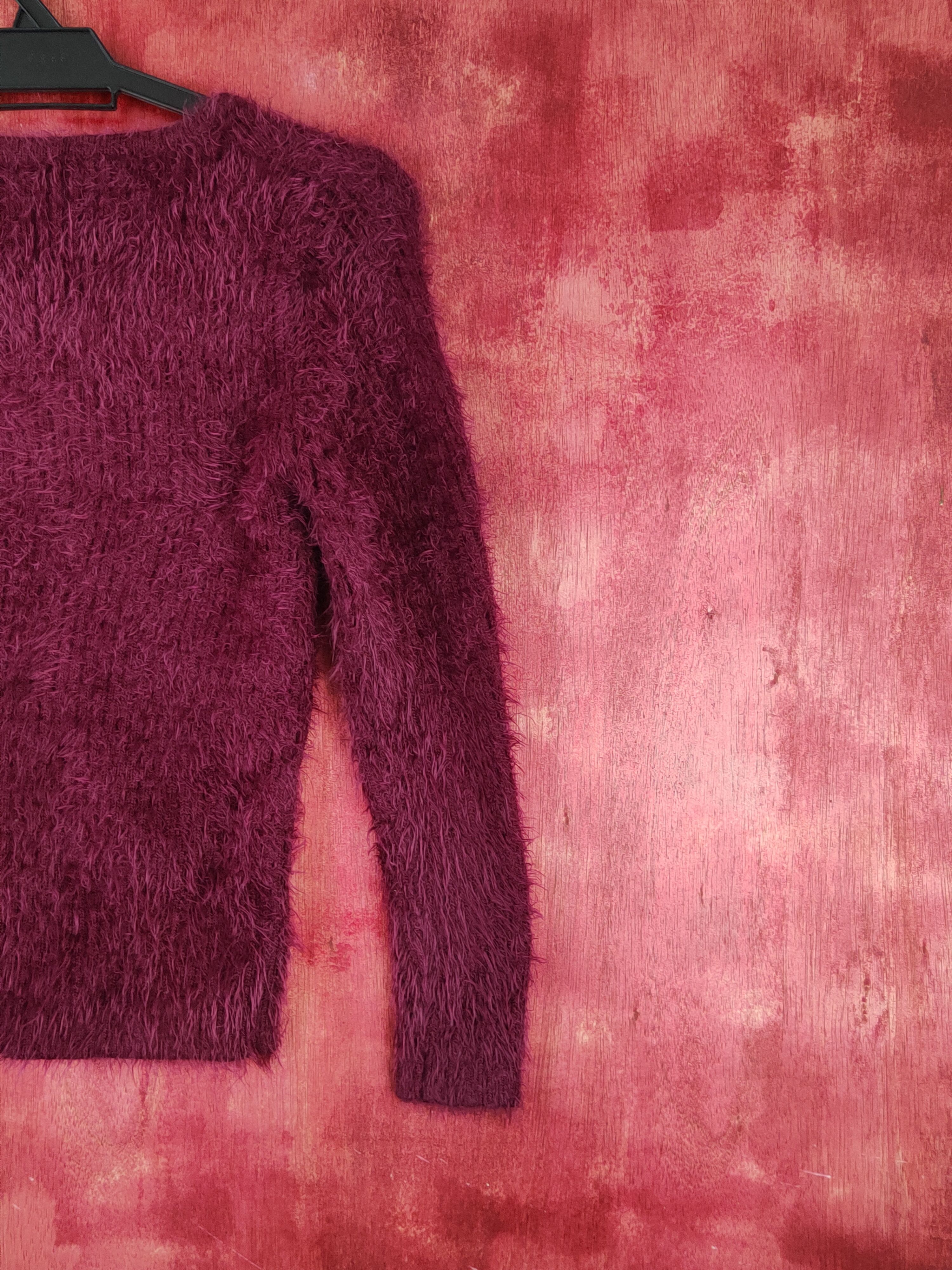 Homespun Knitwear Vanity Face Purple Shag Shaggy Fur Mohair Knitwear #S1896 Size XS / US 0-2 / IT 36-38 - 9 Thumbnail