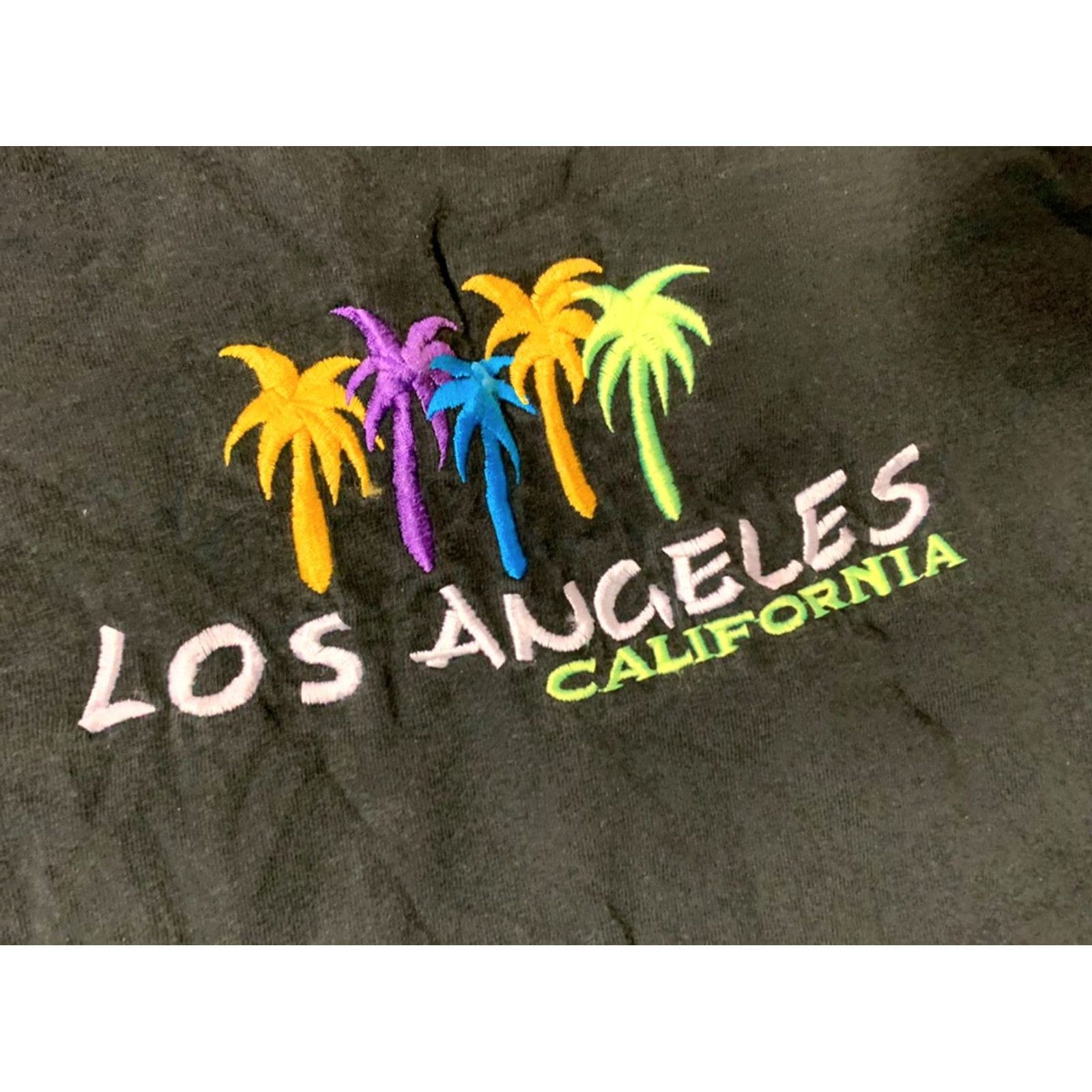 Fruit Of The Loom VINTAGE Fruit Of The Loom 90s Los Angeles Palm Tree Single Stitch T Shirt Black Medium Mens Size US M / EU 48-50 / 2 - 2 Thumbnail