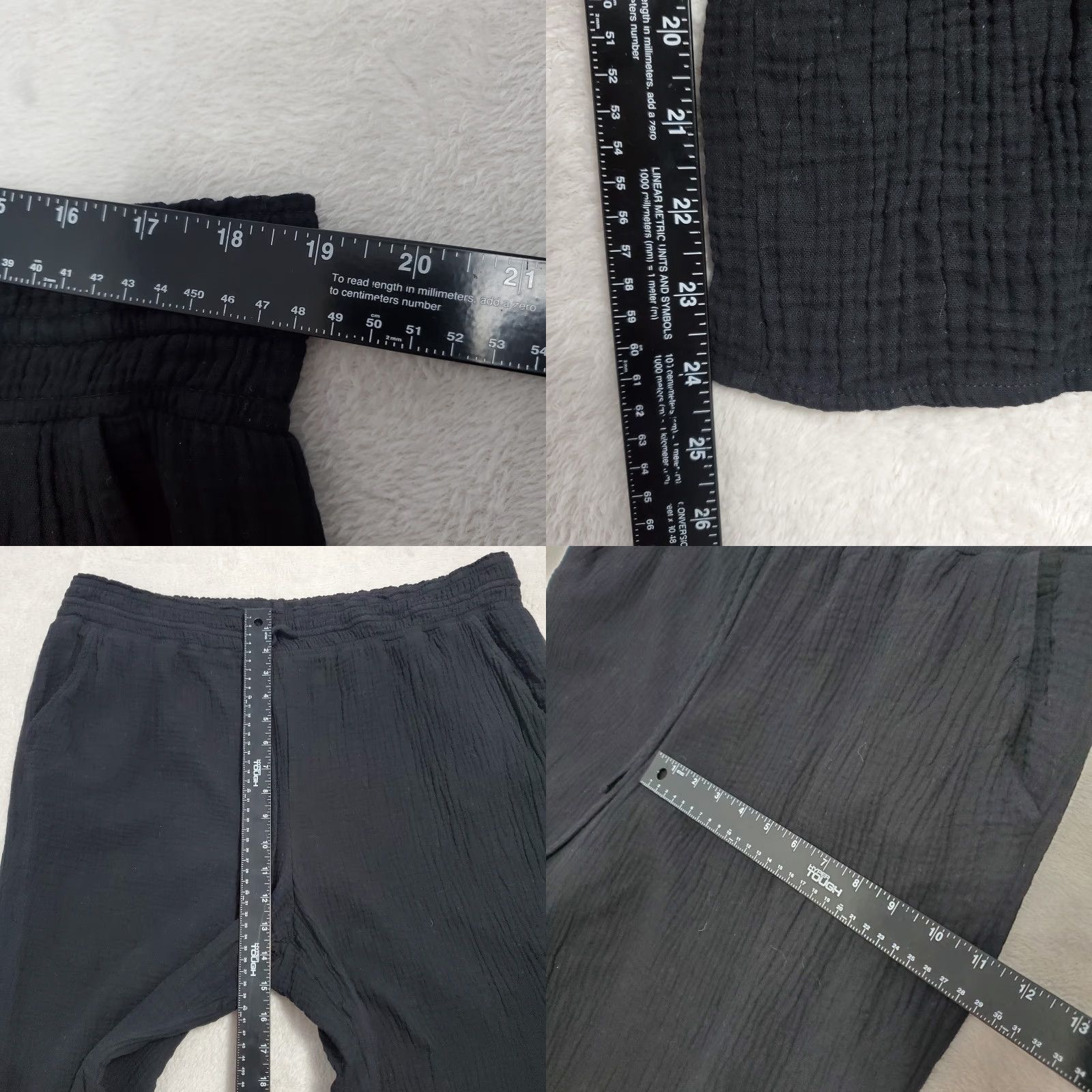 Vintage VINTAGE Tribal Jeans Gauze Pants Women XL Black Crinkle Cotton Crop Wide Leg Lagenlook Size 40" / US 18 - 8 Thumbnail