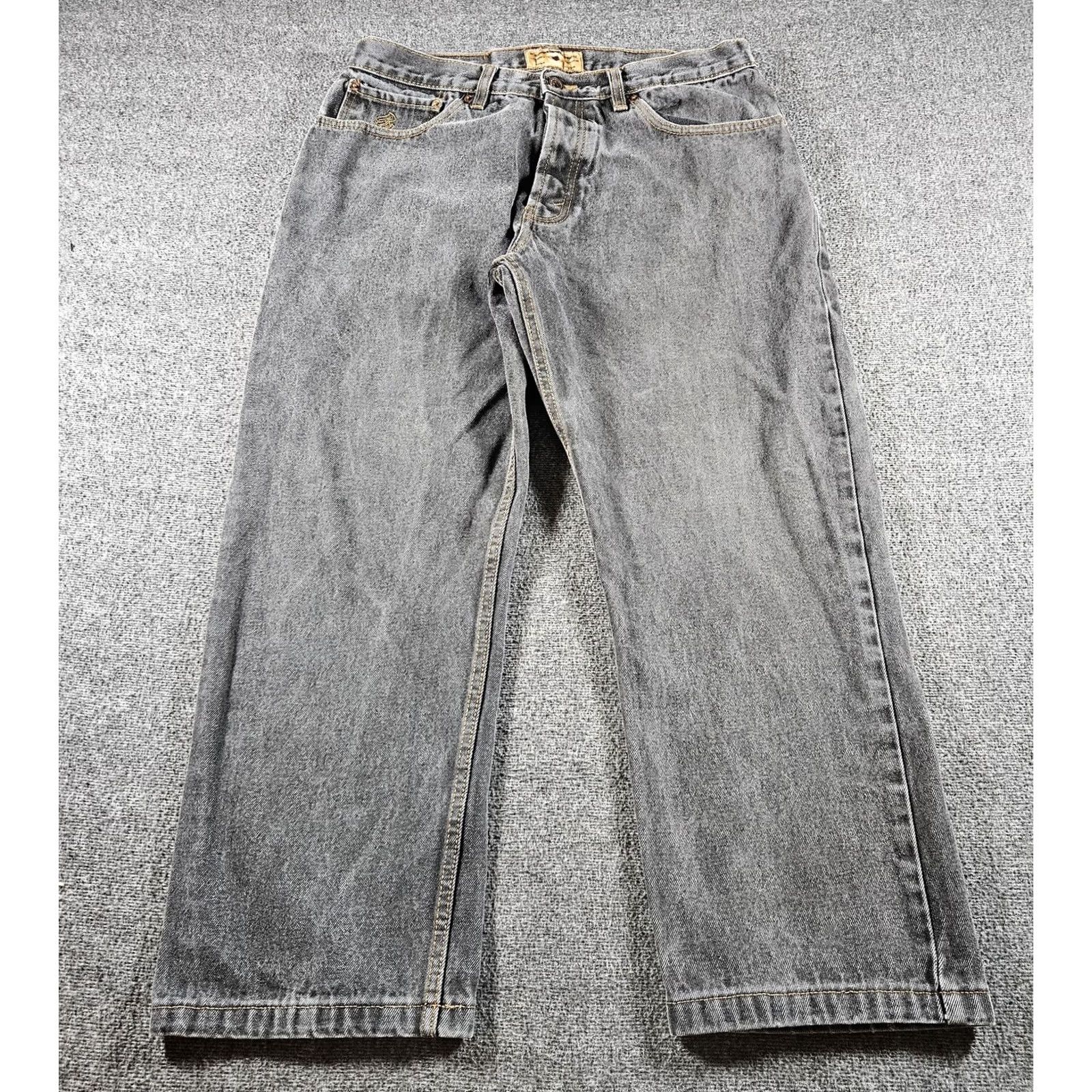 Rocawear Rocawear Jeans Mens 32x27 Black Charcoal Wash Denim Button Relaxed Straight 32 Inseam Waist 32 Button Fly Streetwear Men Size US 32 / EU 48 - 2 Thumbnail