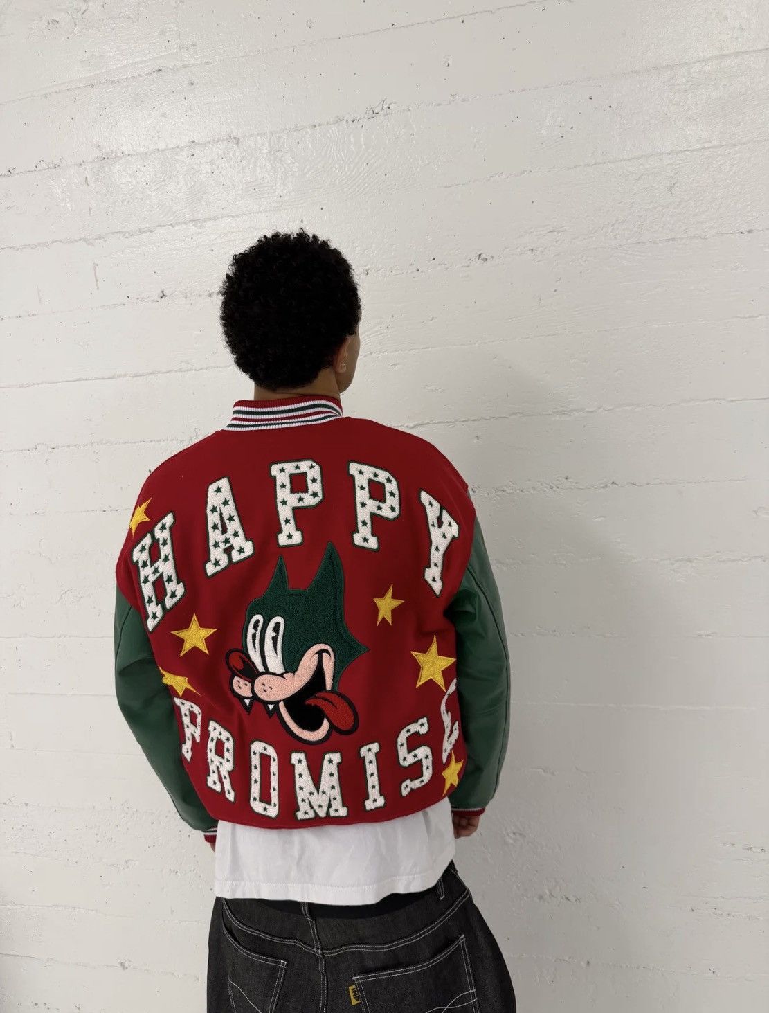 NO ID I’m Happy Promise “HAPPY ALLSTAR” Varsity Jacket Size US XXL / EU 58 / 5 - 7 Thumbnail