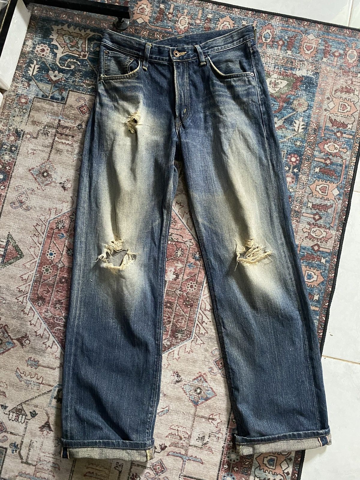 Edwin Vintage Edwin Selvedge Distressed Jeans Size US 30 / EU 46 - 1 Thumbnail