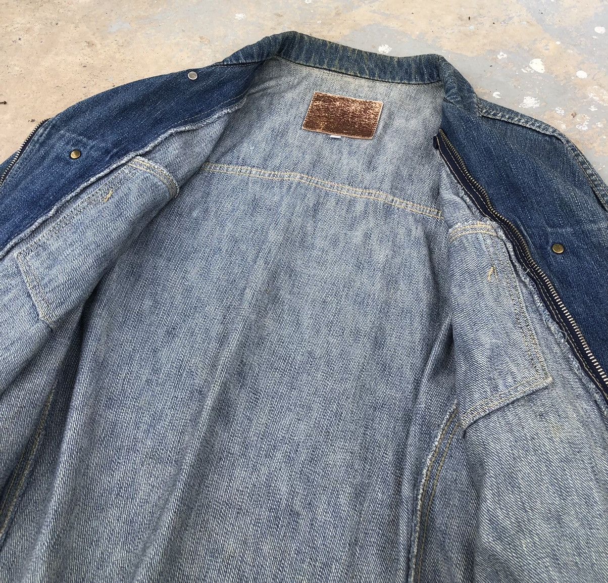 Vintage Vintage 1980s Denim Bomber Buckle Jacket Pockets Size US L / EU 52-54 / 3 - 16 Thumbnail