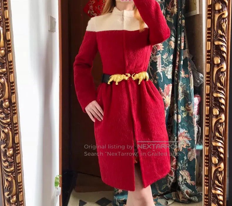 Valentino Valentino Red and white color-blocked camel wool coat Size M / US 6-8 / IT 42-44 - 4 Thumbnail