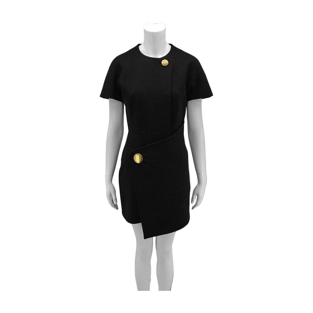 Balenciaga Balenciaga Black Wool Button Detail Mini Dress Size 36 Size XS / US 0-2 / IT 36-38 - 1 Thumbnail