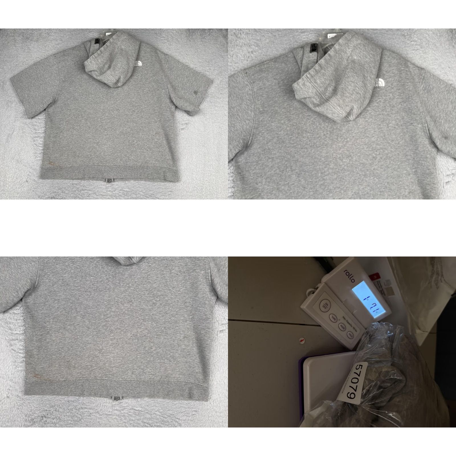 The North Face The North Face Jacket Mens L Gray Fleece Hooded Short Sleeve Full Zip Varsity Logo Pocket Size US 33 - 9 Thumbnail