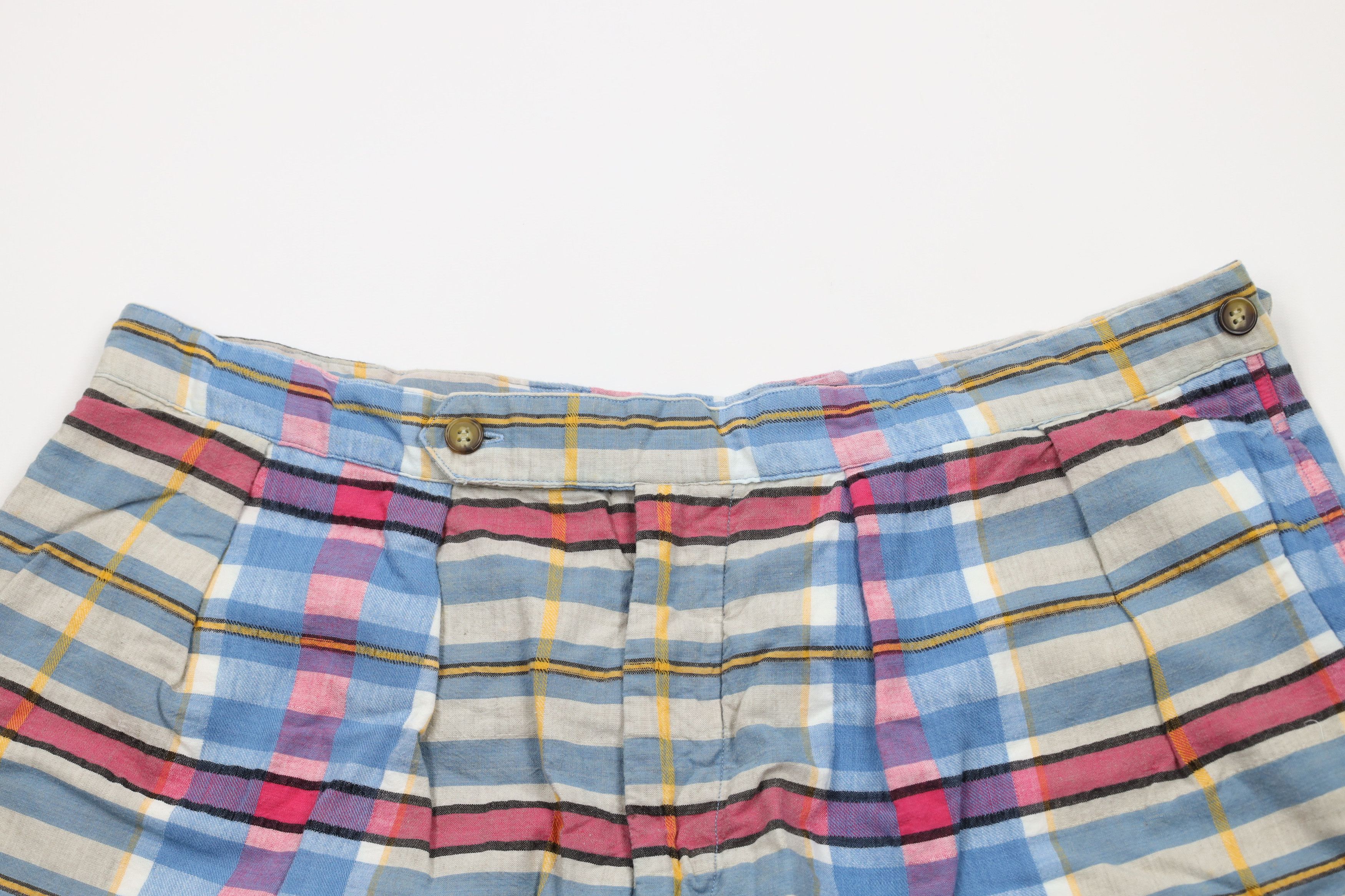 Vintage Vintage 90s Streetwear Above Knee Madras Plaid Chino Shorts Size US 36 / EU 52 - 2 Thumbnail
