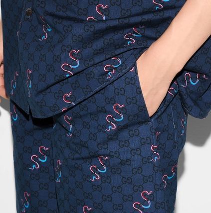 Gucci o1loc1c0226 810782 Printed Cotton Ripstop Shorts in Blue Size US 28 / EU 44 - 4 Thumbnail