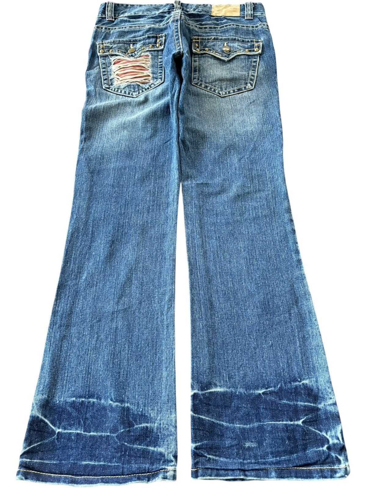 Hysteric Glamour Vintage Japanese Brand Patches Distress Flare Jeans Size 32" / US 10 / IT 46 - 2 Thumbnail