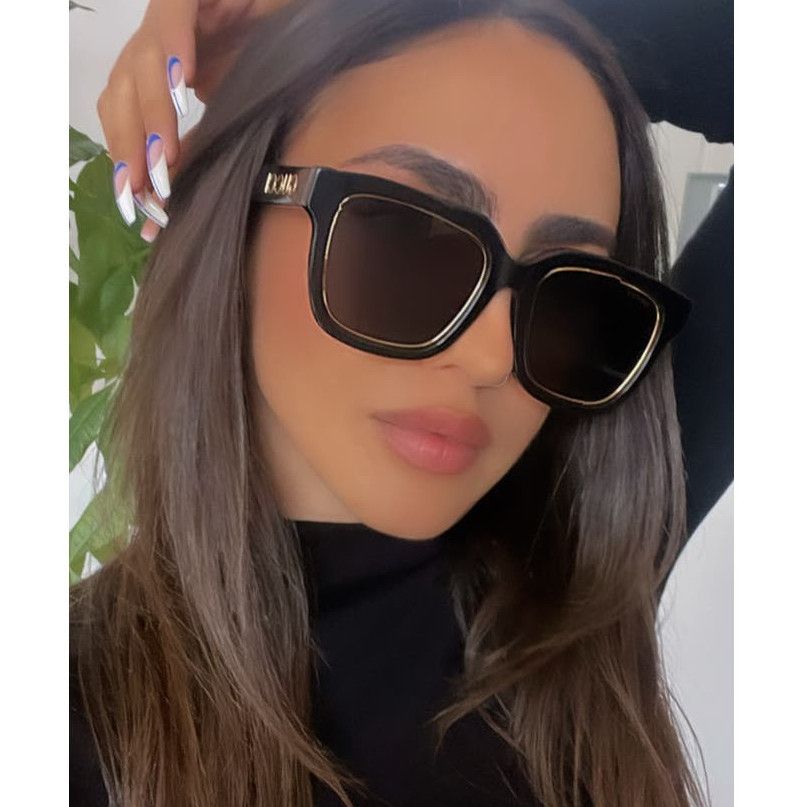 image of New Gucci Gg1136Sa Black Gold Logo Sunglasses, Men's