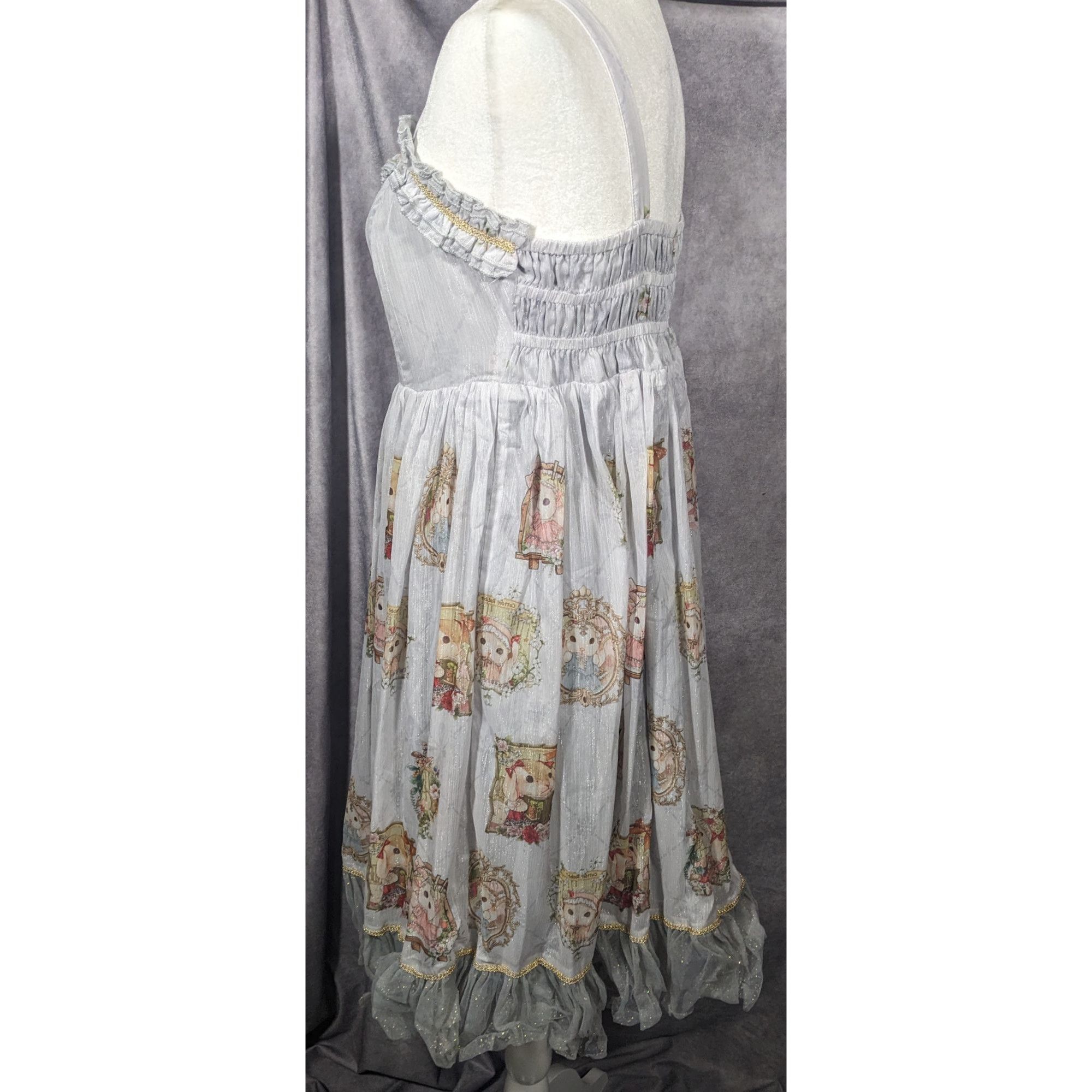 Other Vintage Whimsical Fantasy Cotton Rabbit Lolita Dress Size L / US 10 / IT 46 - 11 Thumbnail