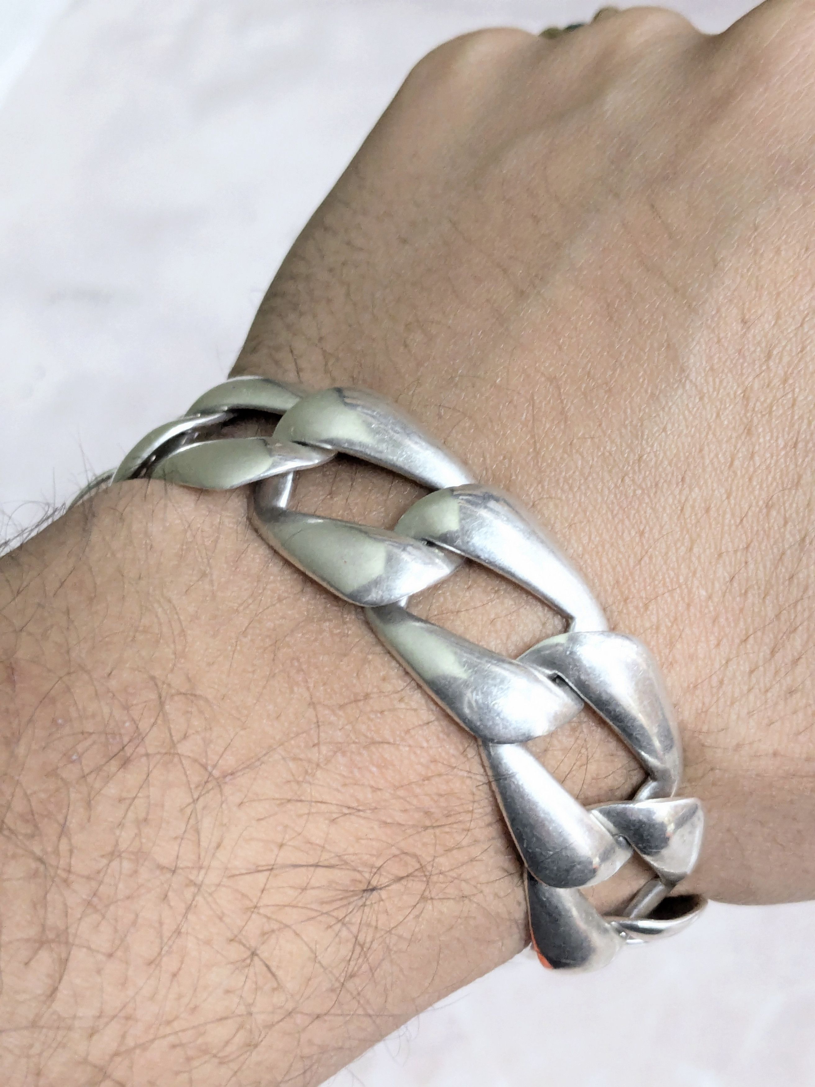 Jewelry Vintage Sterling Silver Bracelet Cuban Curb 7.75 Mexico Size ONE SIZE - 11 Thumbnail