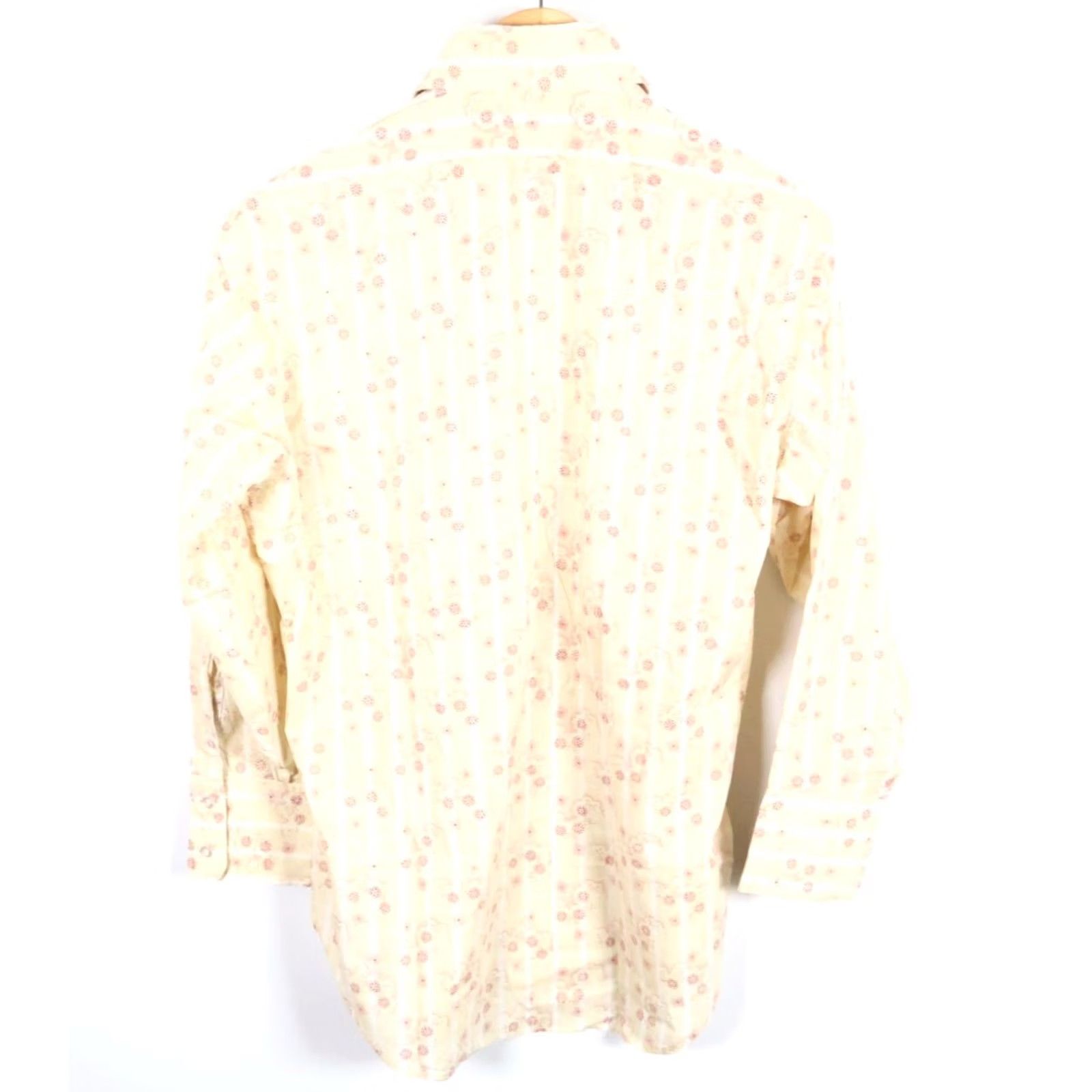 Sears Sears Shirt Geometric 70s / Vintage Medium Large Pale Yellow Red Big Collar Mens Long Sleeve Button-Up Spread Collar VTG Size US M / EU 48-50 / 2 - 2 Thumbnail