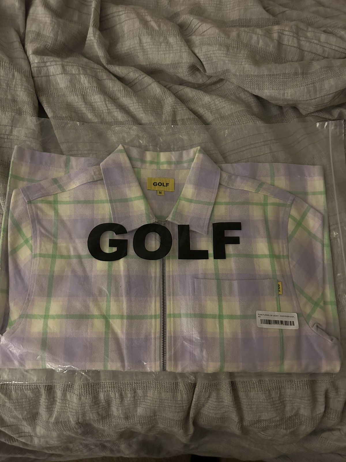 image of Golf Wang Golfwang Plaid Flannel Zip Jacket in Purple, Men's (Size Medium)