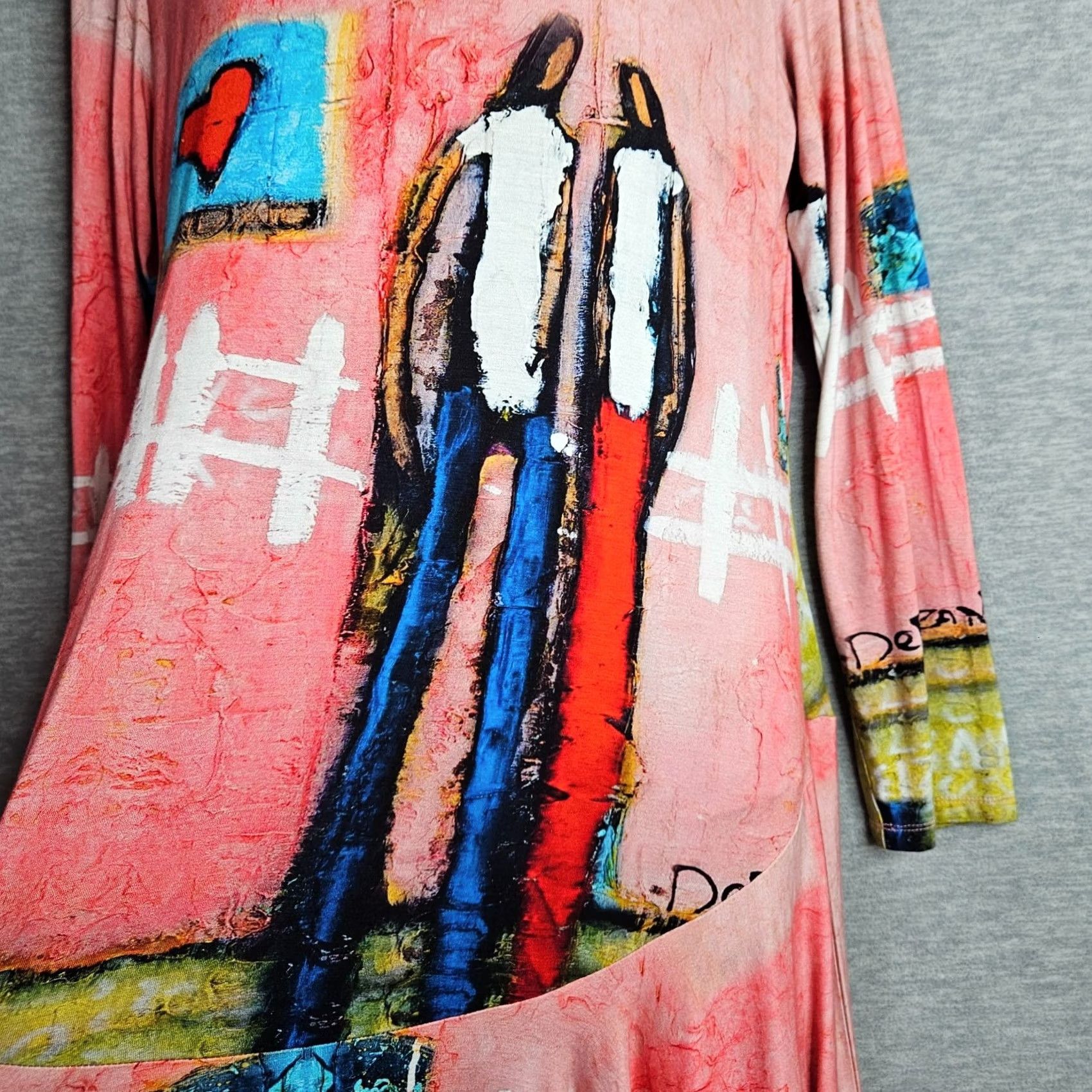 Fubu UBU Dress Women’s Large Pink Abstract Graphic Long Sleeve Casual Multicolor Size L / US 10 / IT 46 - 3 Thumbnail